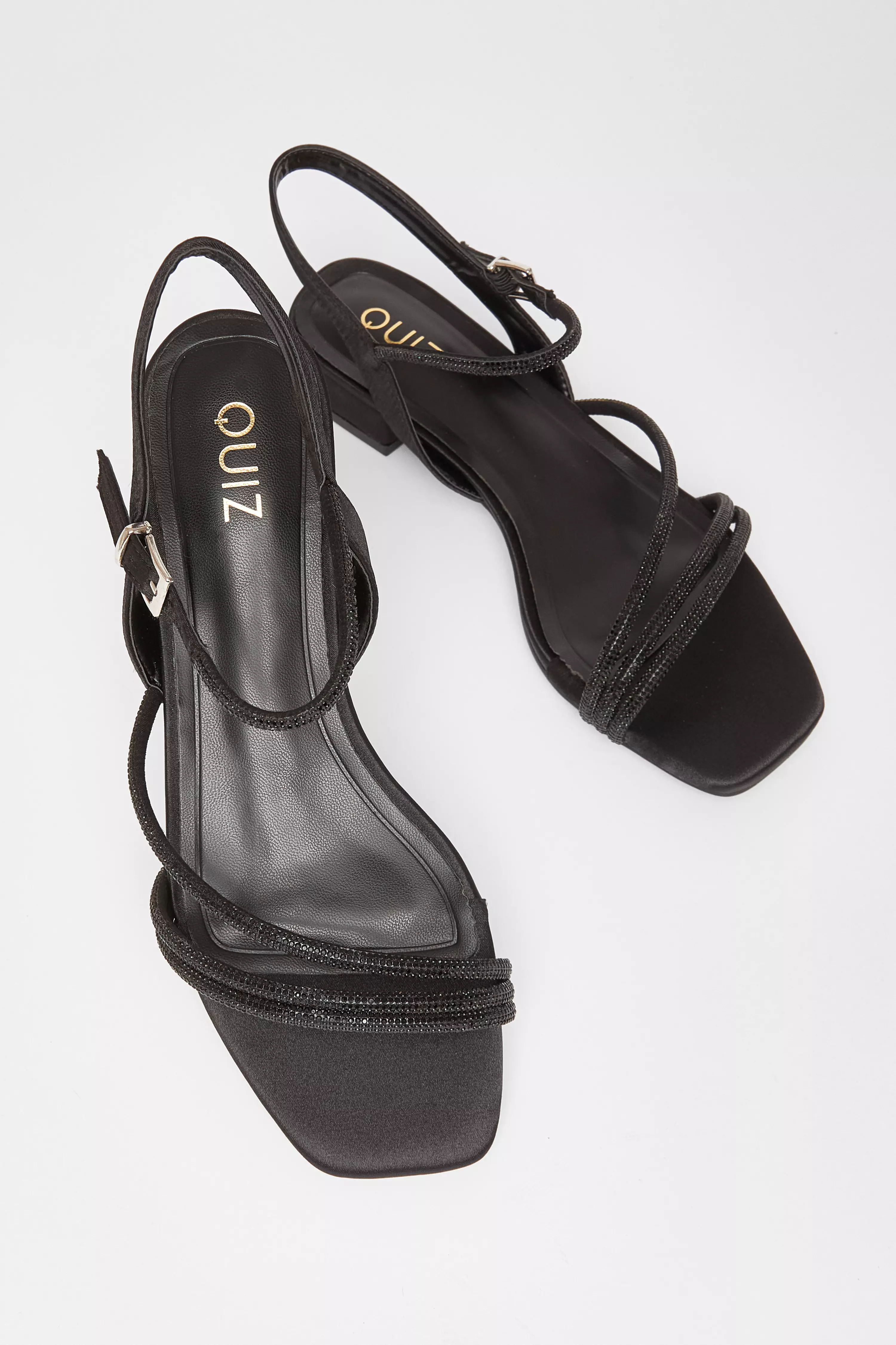 Black Embellished Strappy Sandals