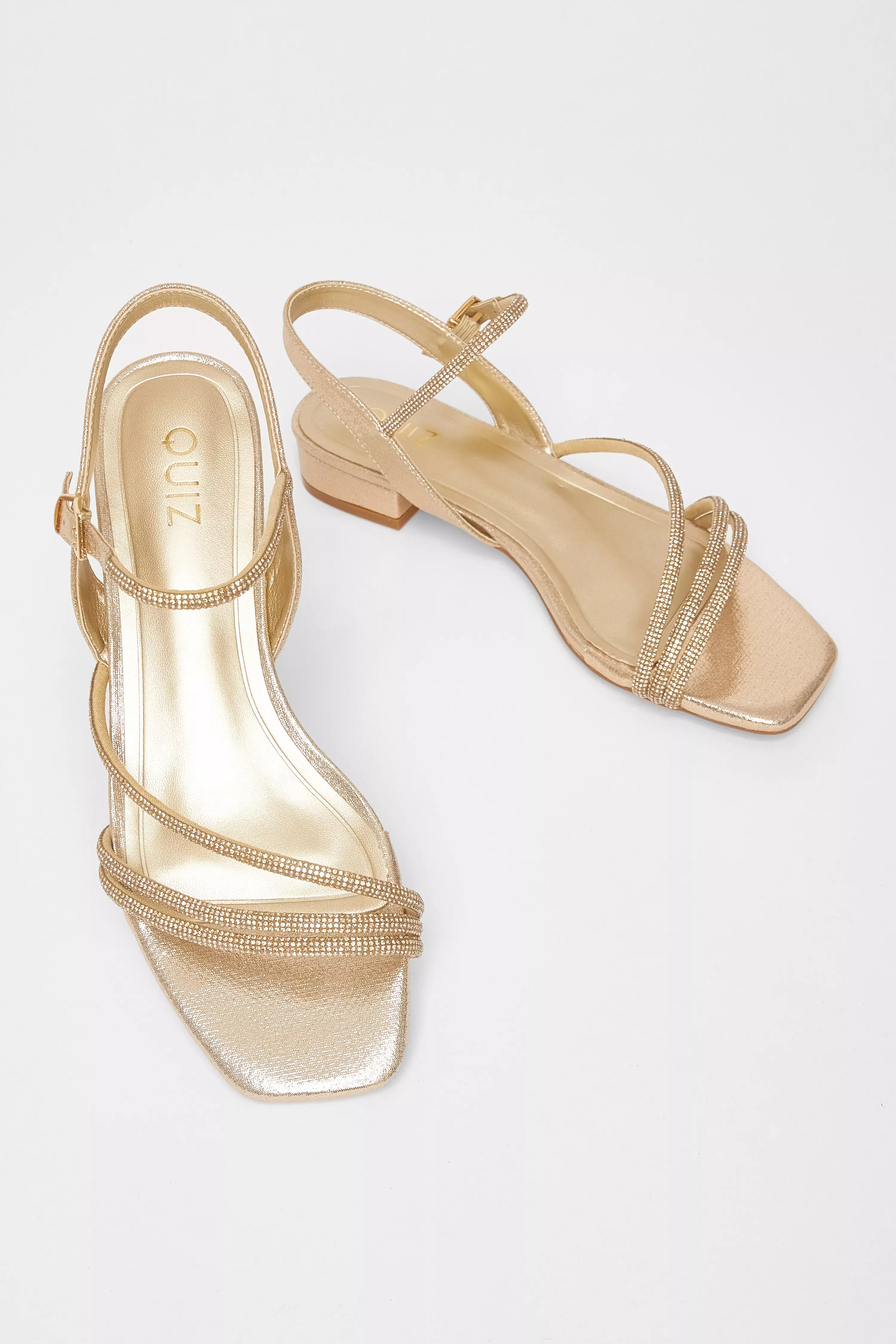 Gold Diamante Strappy Sandals