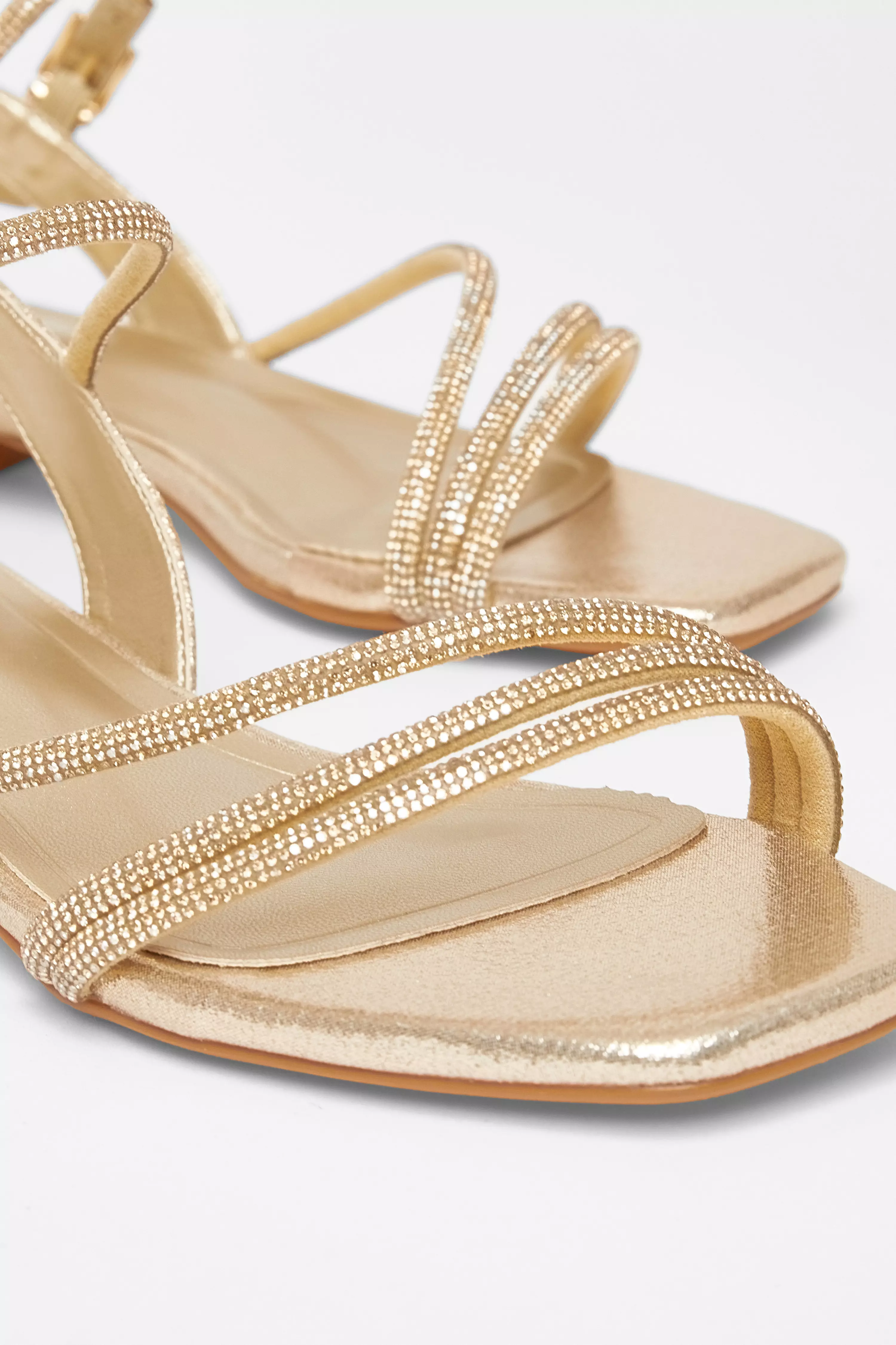 Gold Diamante Strappy Sandals