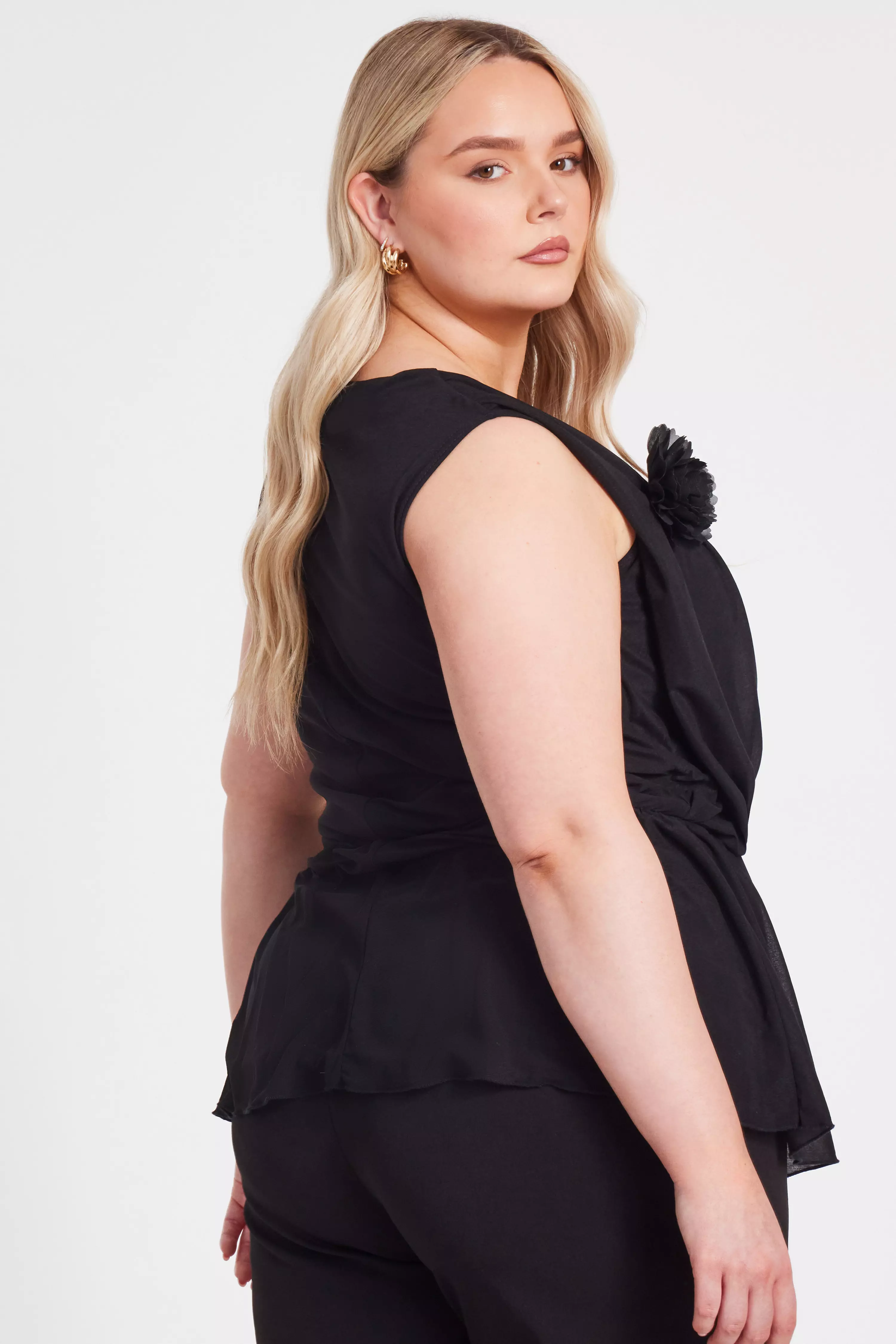 Curve Black Peplum Top