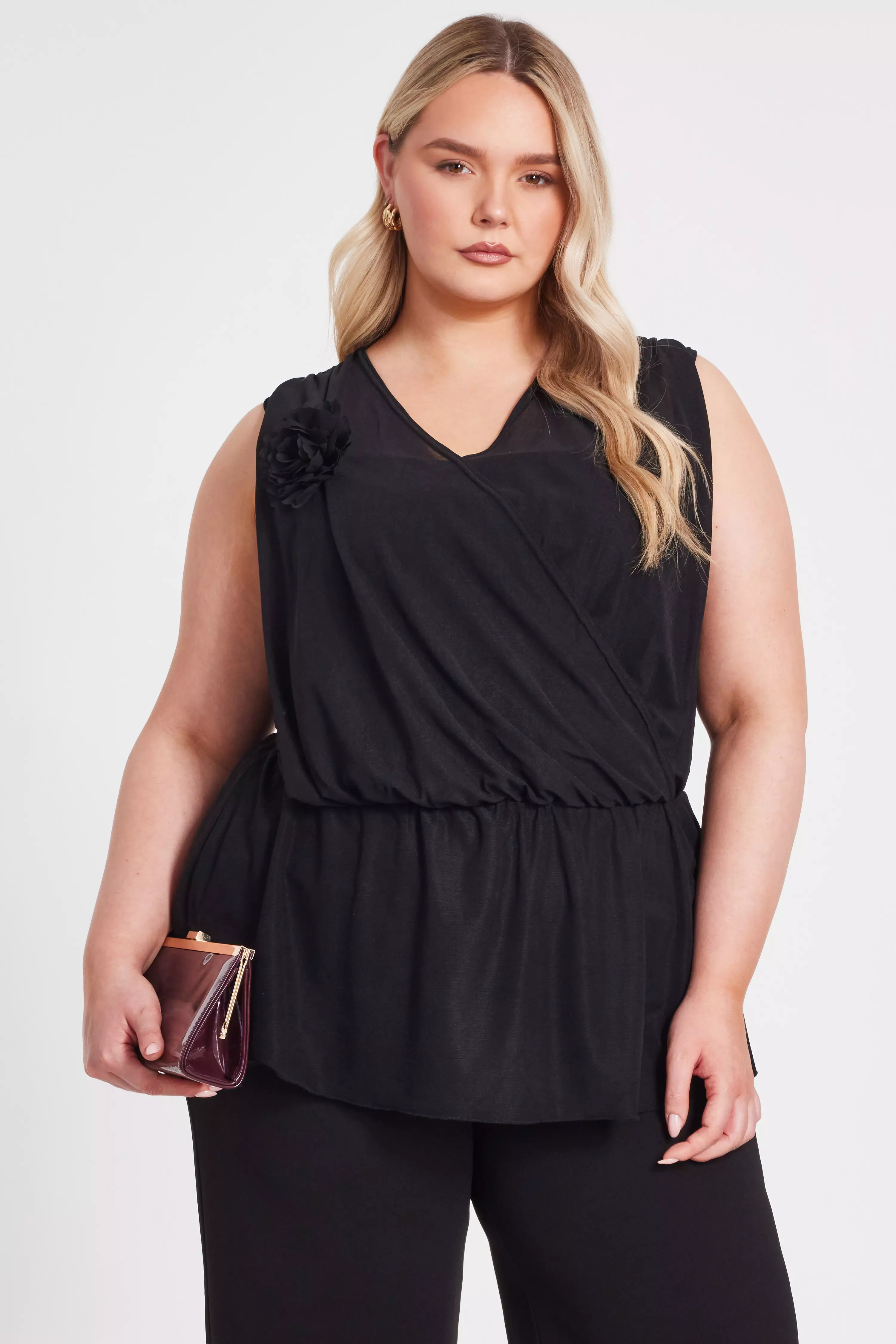 Curve Black Peplum Top