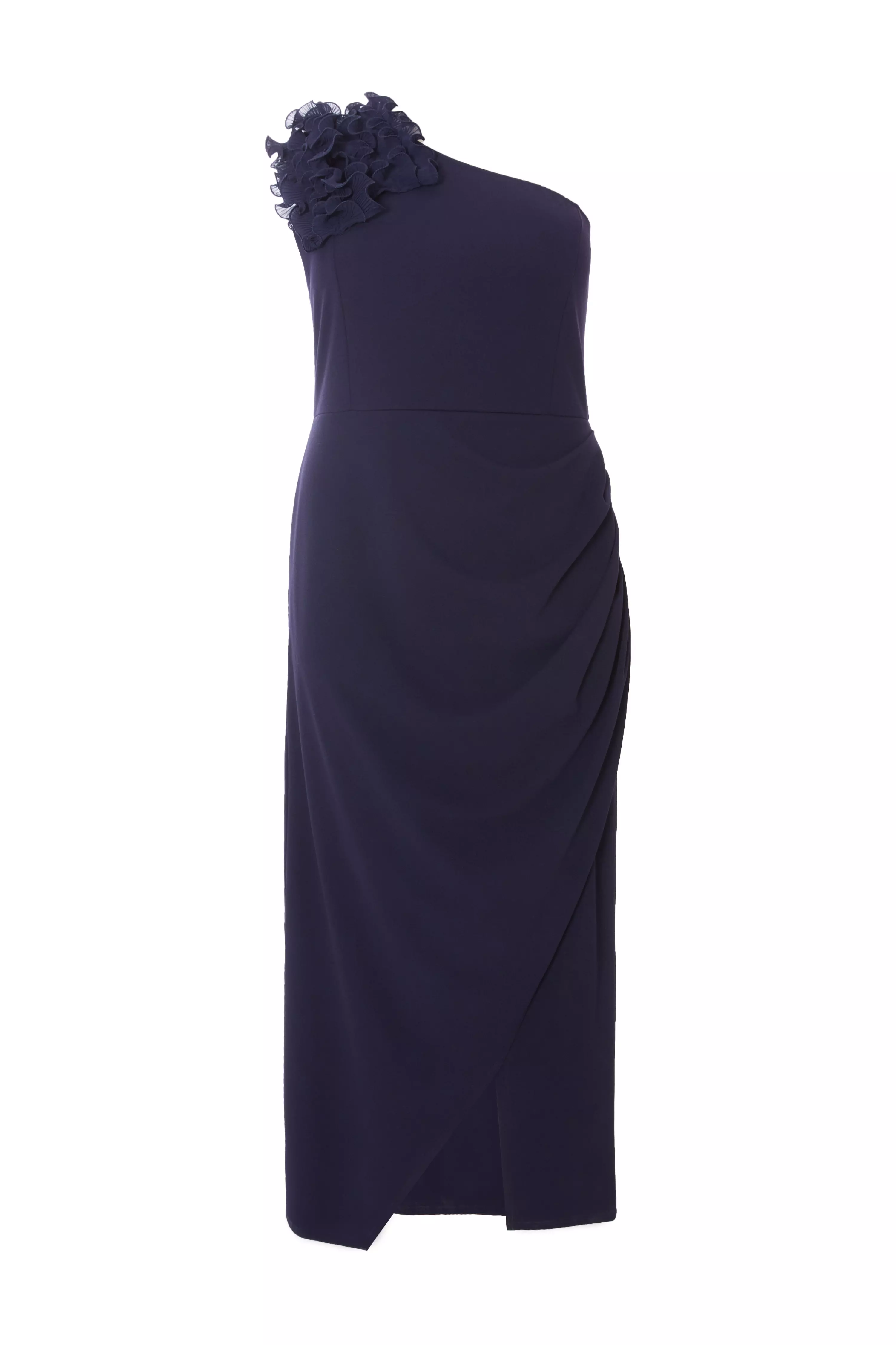 Curve Navy One Shoulder Maxi Dress