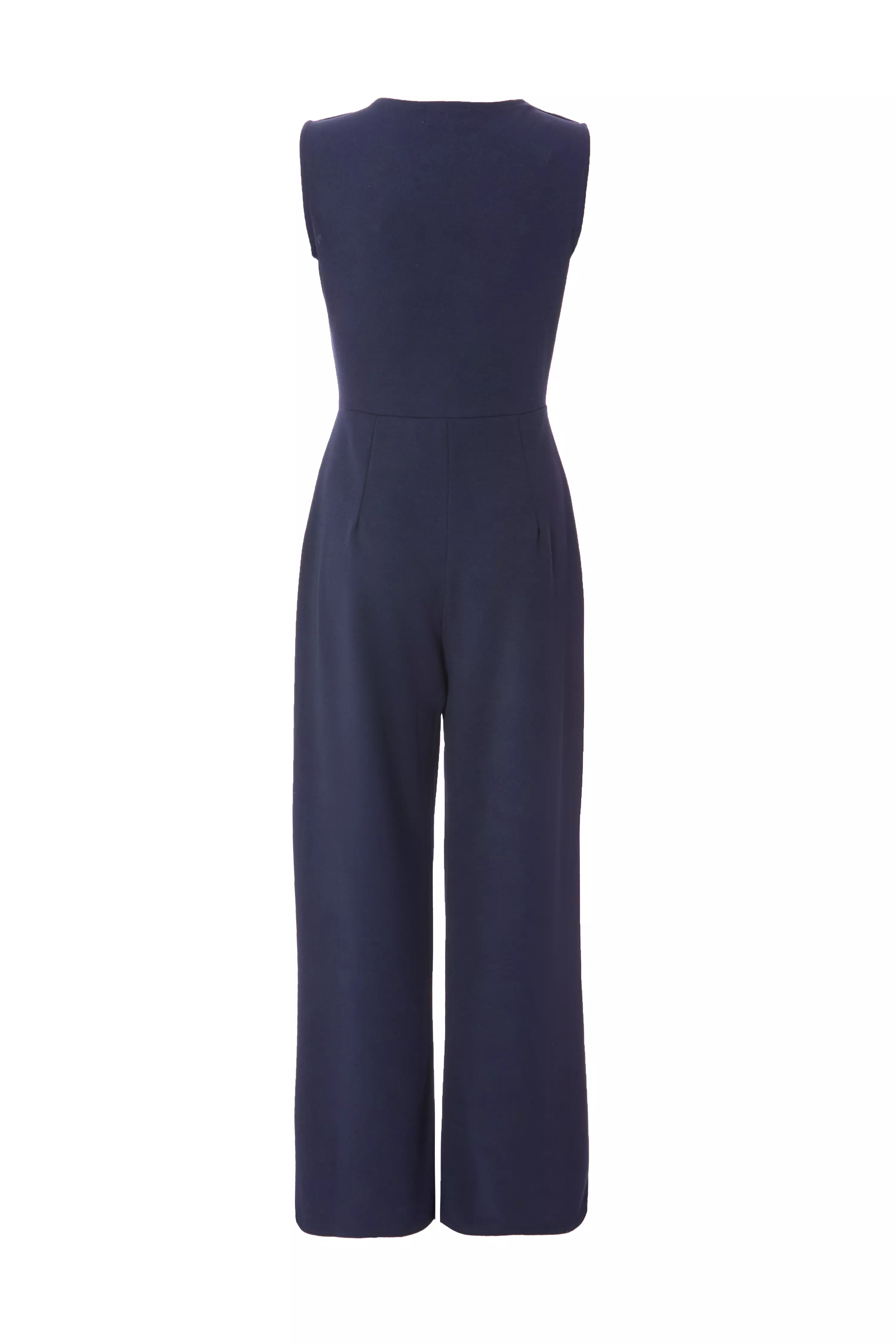 Navy Gathered Front Jumpsuit