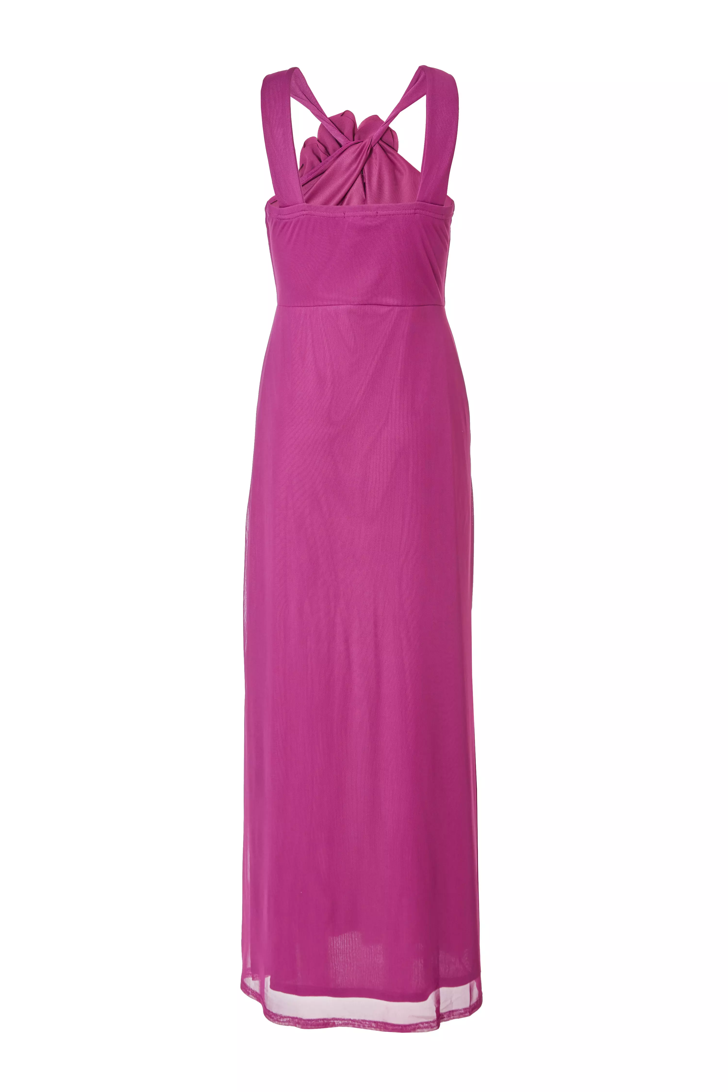 Magenta Mesh Corsage Maxi Dress