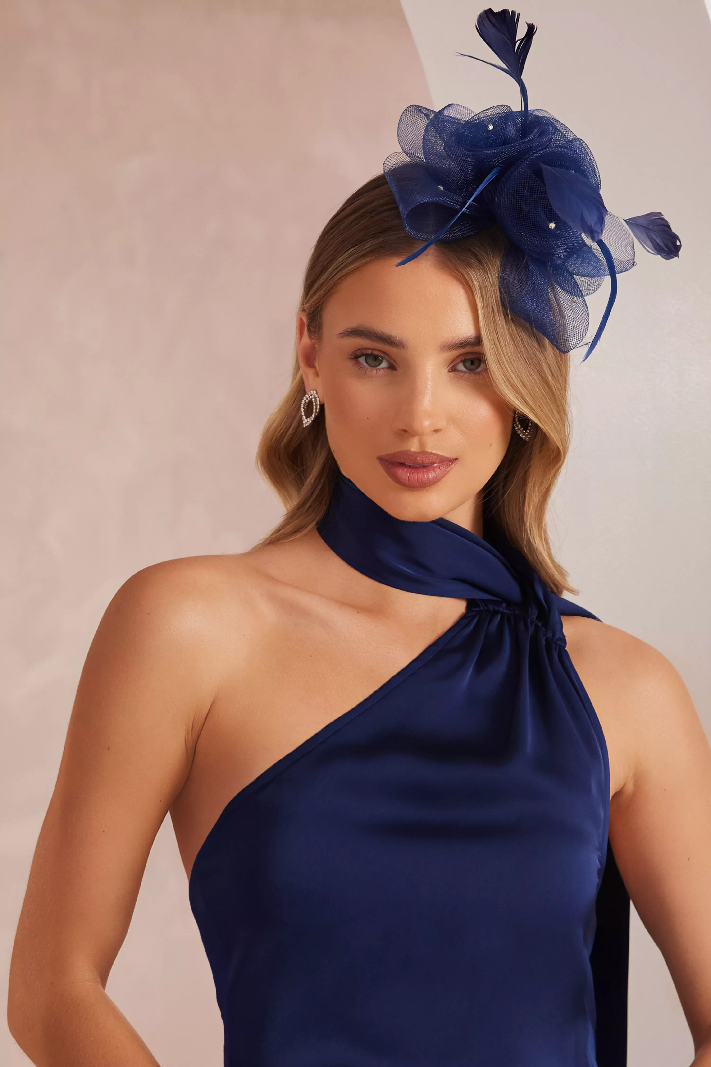 Navy Feather Headband Fascinator