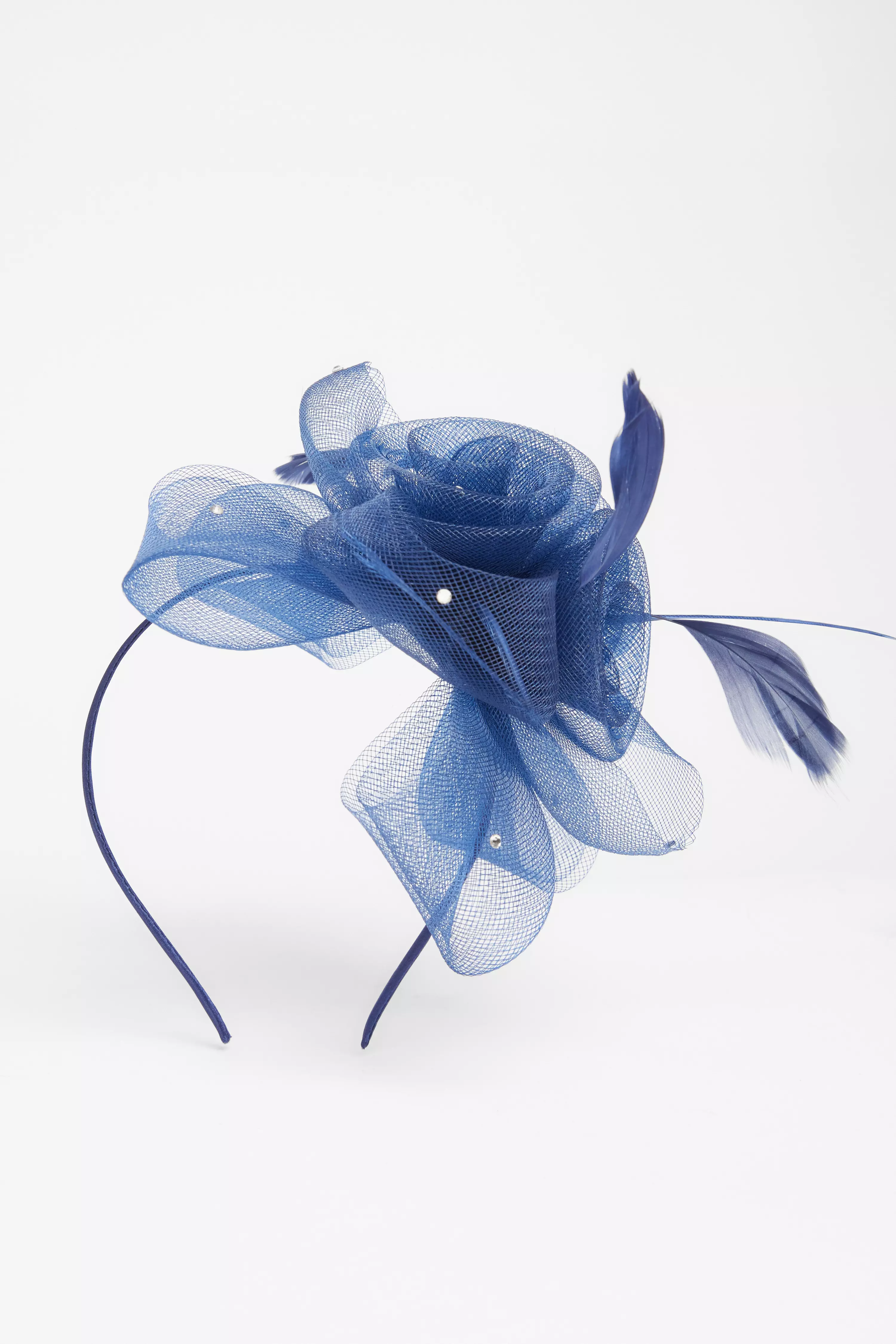 Navy Feather Headband Fascinator