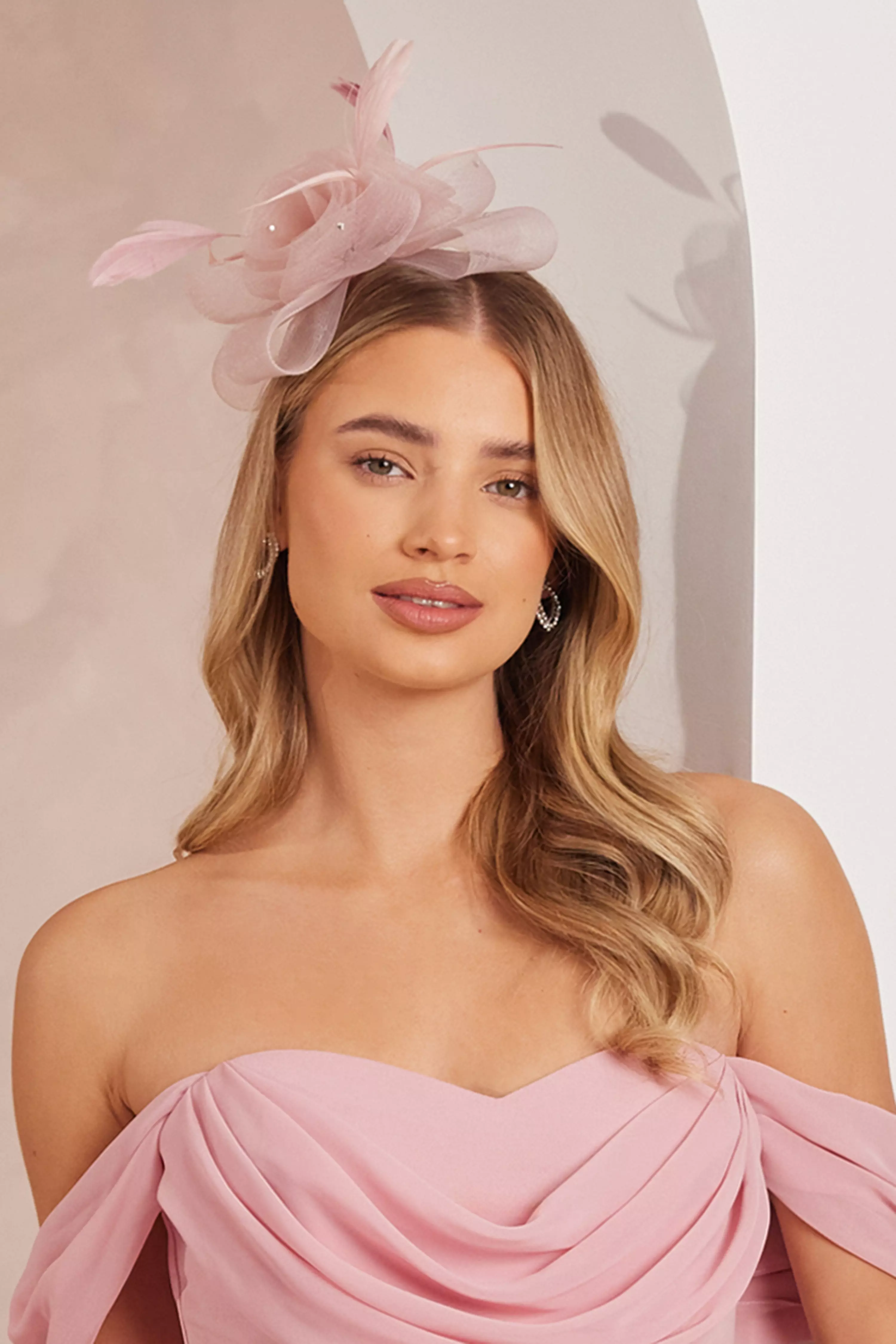 Blush Flower Headband Fascinator 