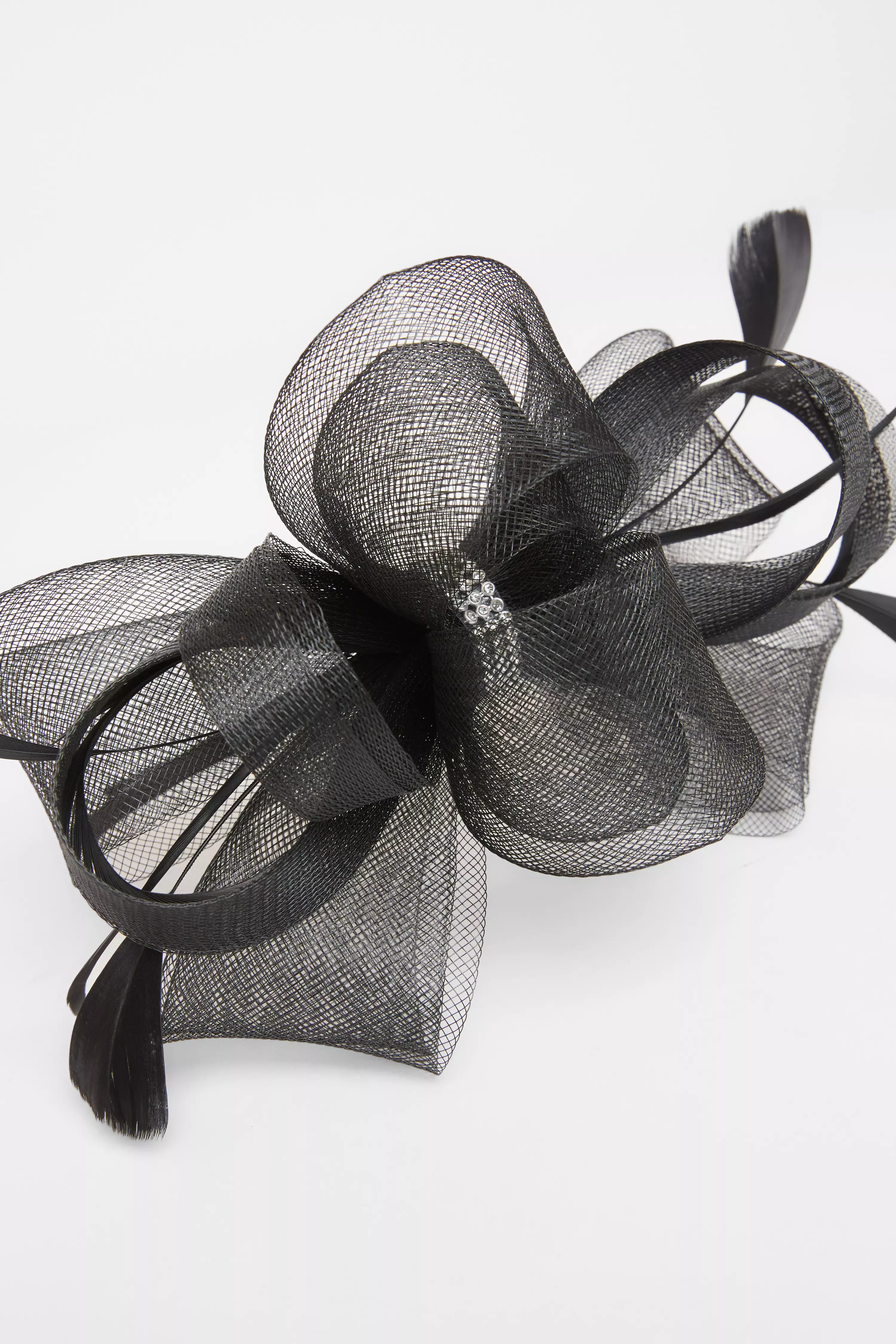 Black Diamante Bow Headband Fascinator 