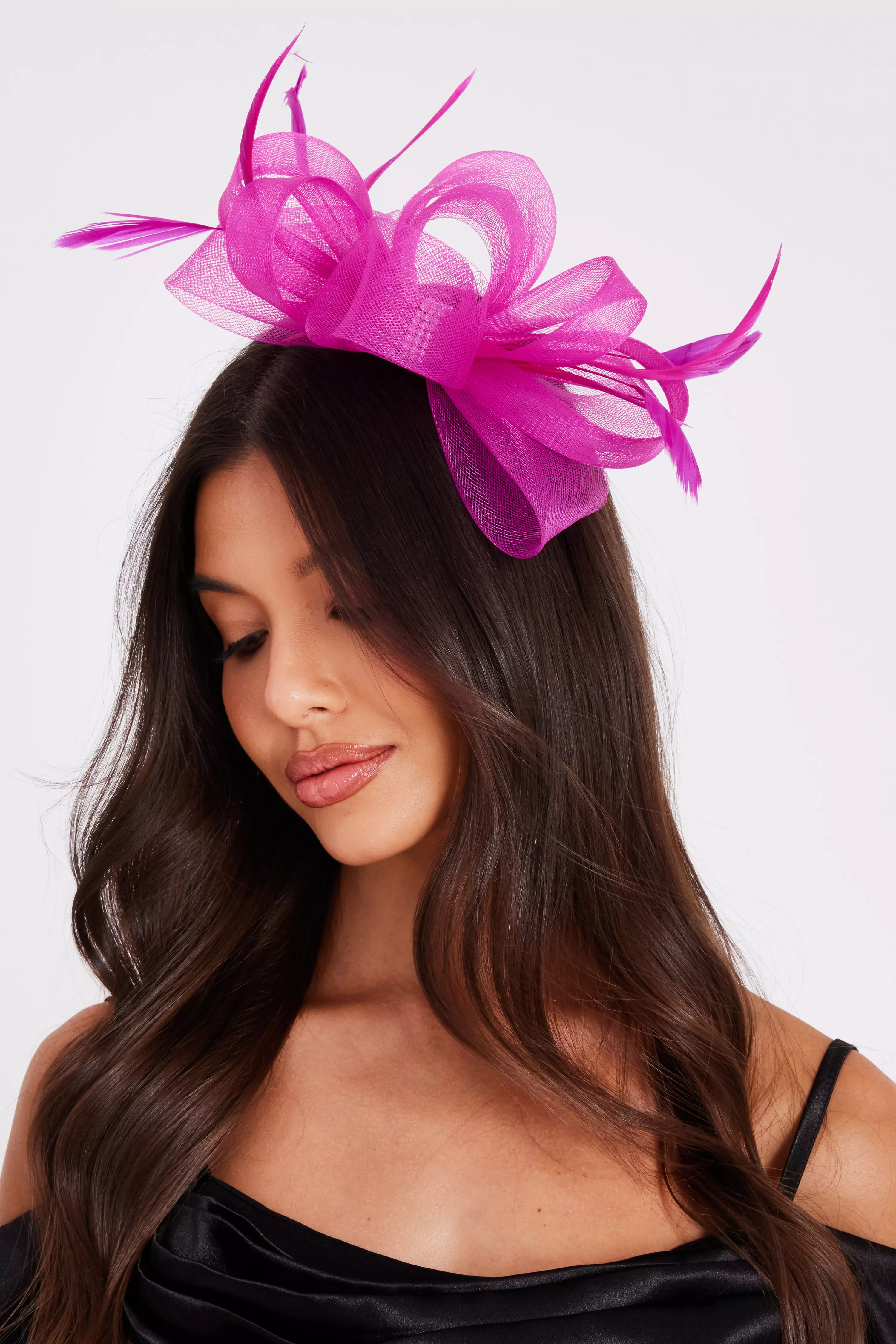 Fuchsia Diamante Bow Headband Fascinator