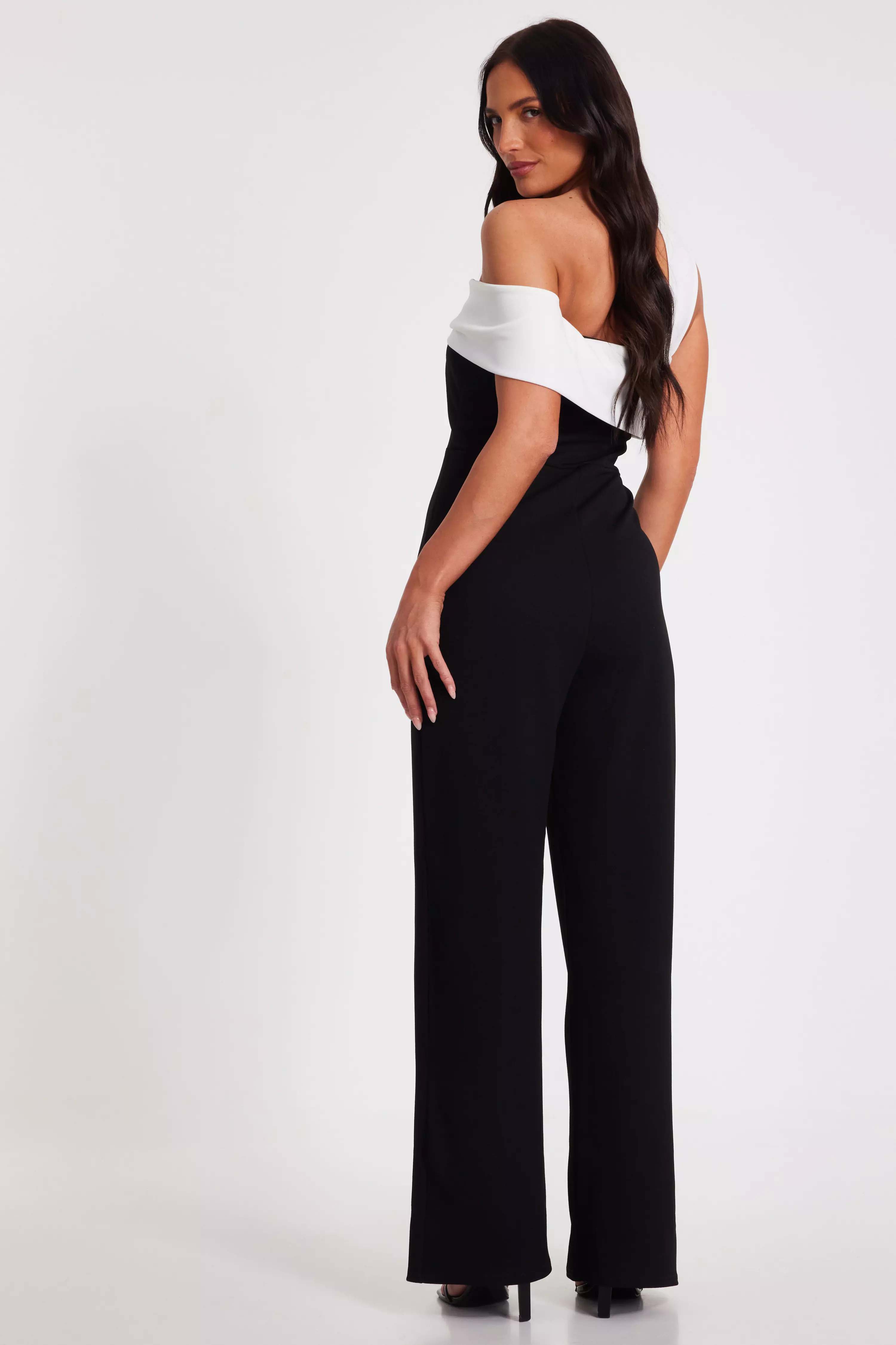 Black Contrast Bardot Jumpsuit