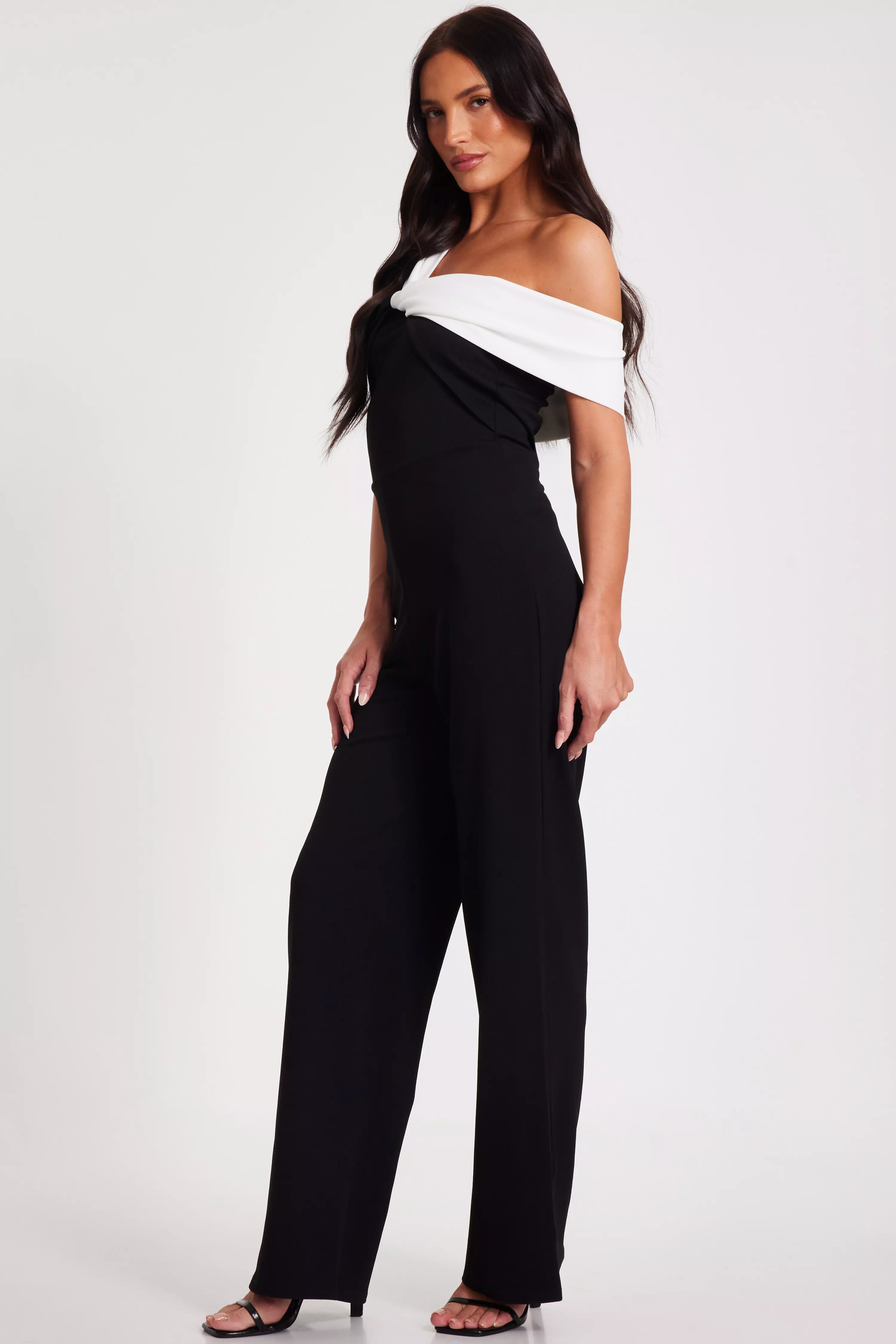 Black Contrast Bardot Jumpsuit