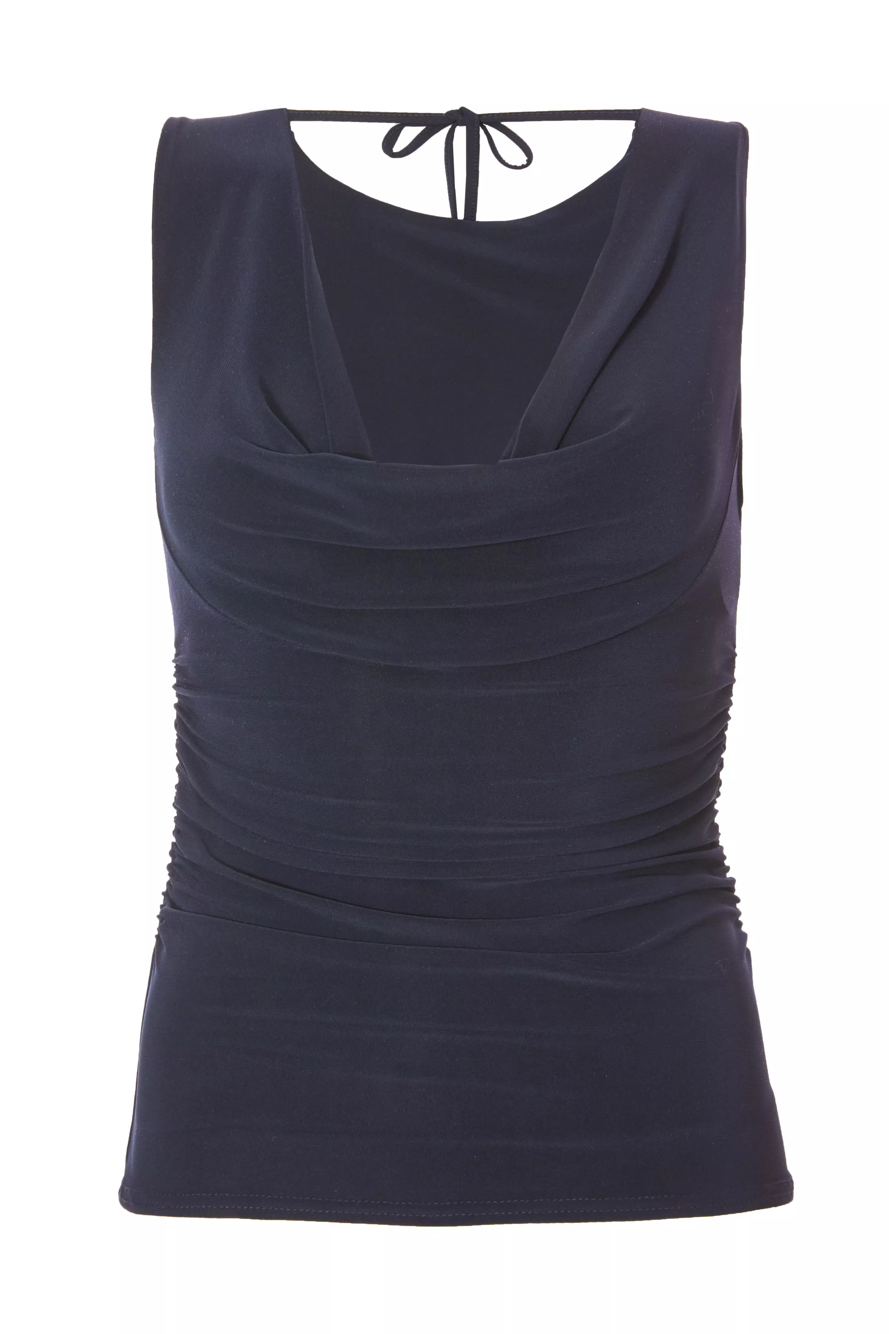 Navy Drape Back Top