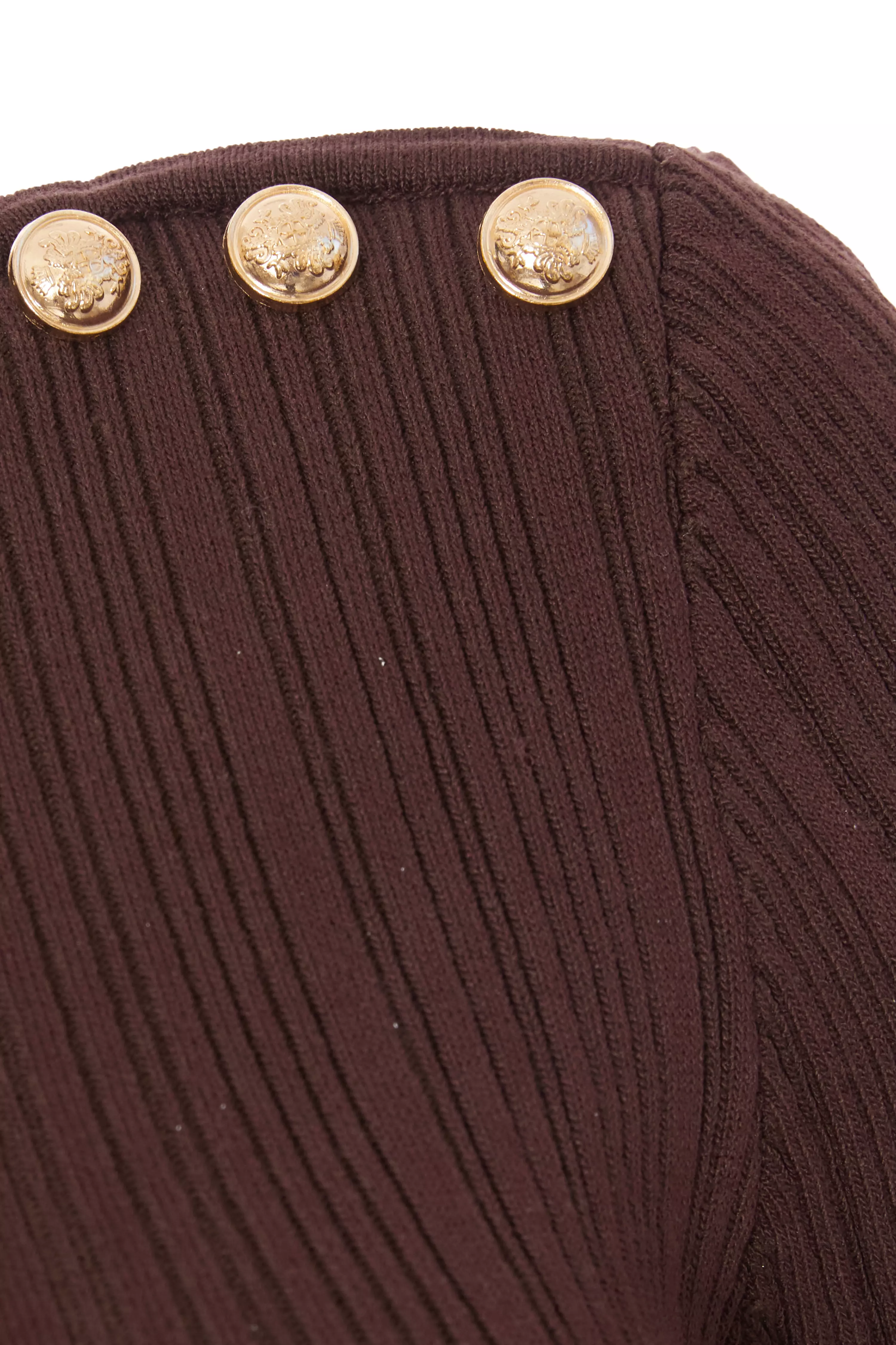 Brown Knitted Button Detail Top