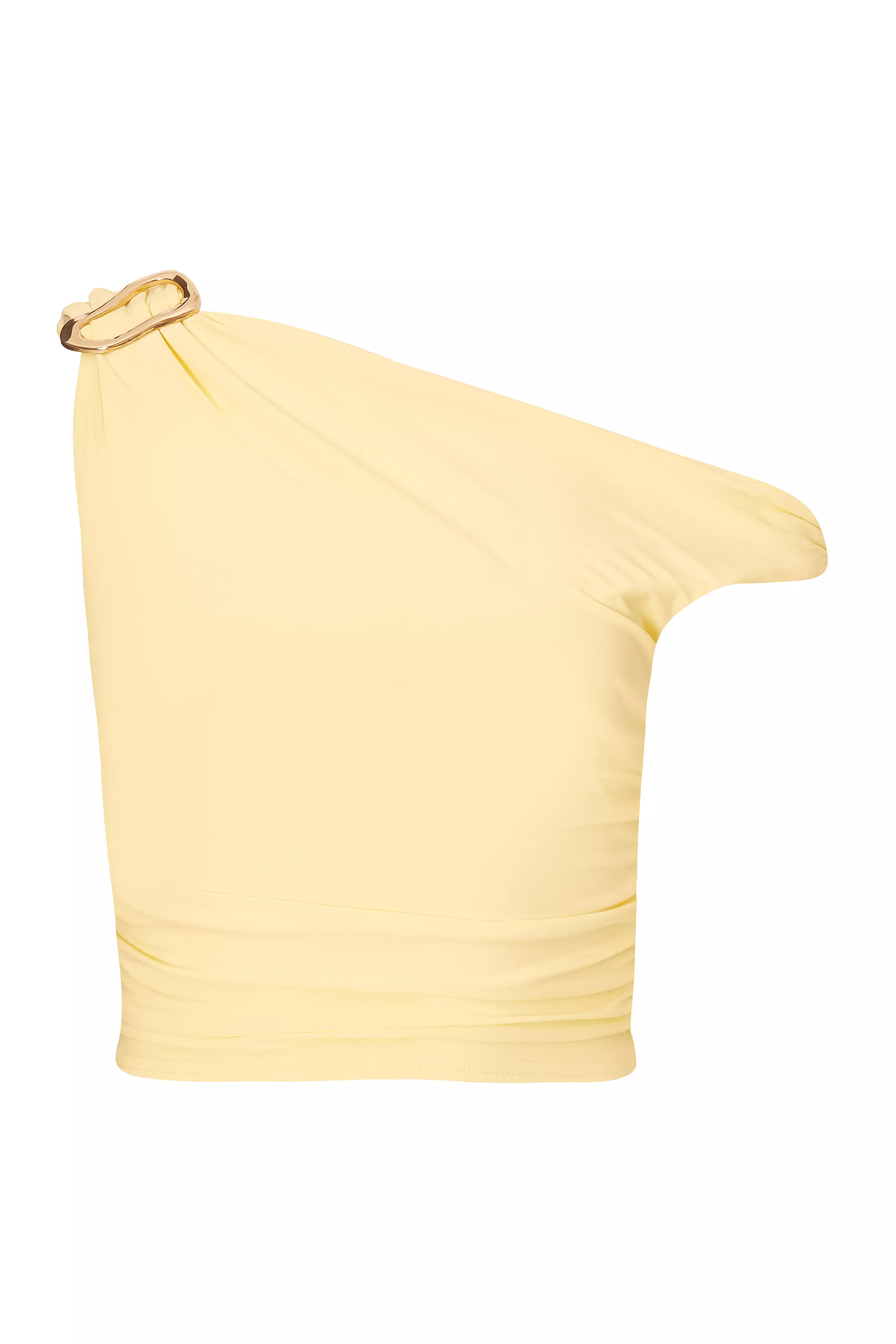 Light Yellow Buckle Detail Top