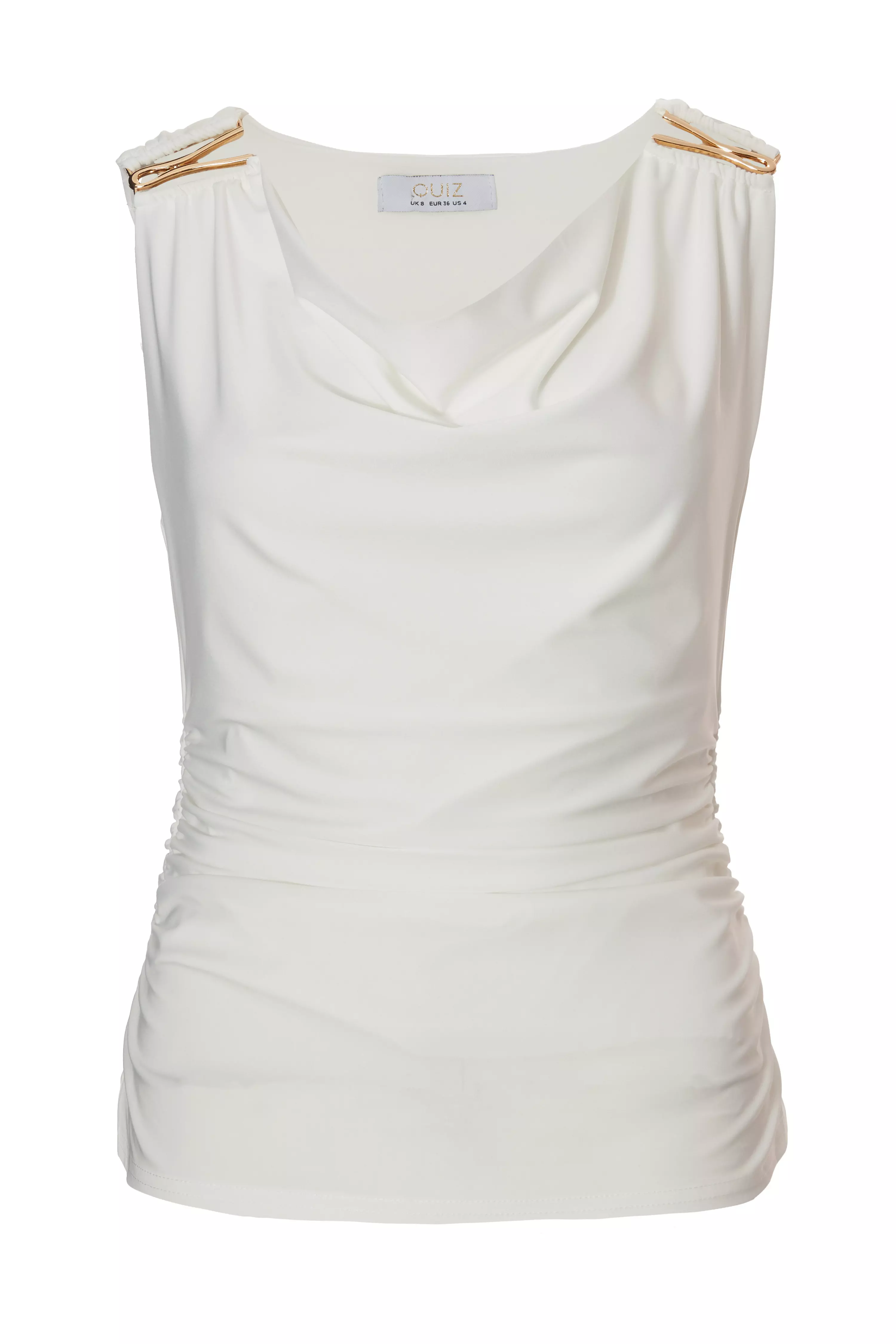 White Cowl Neck Top