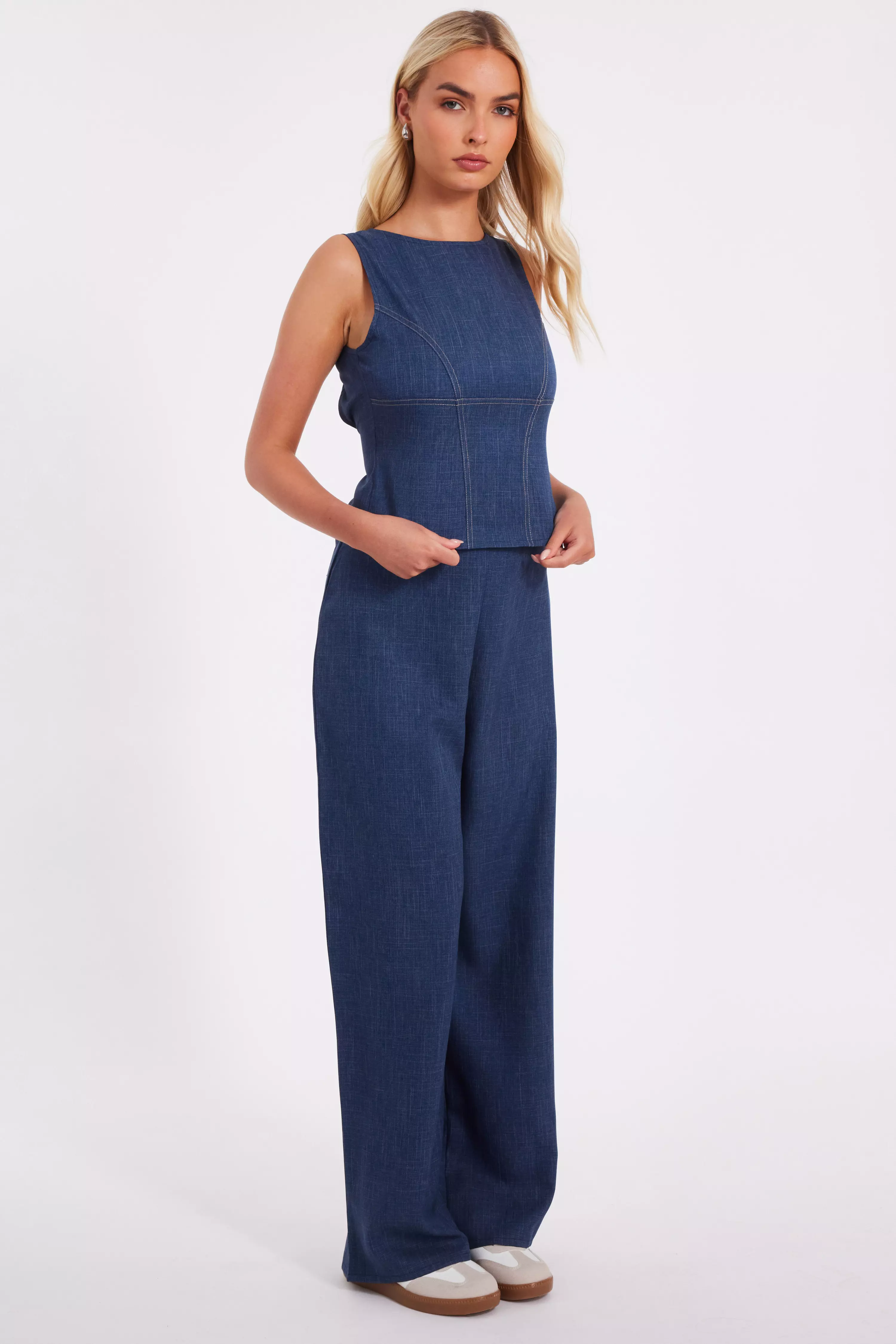 Blue Tie Back Top