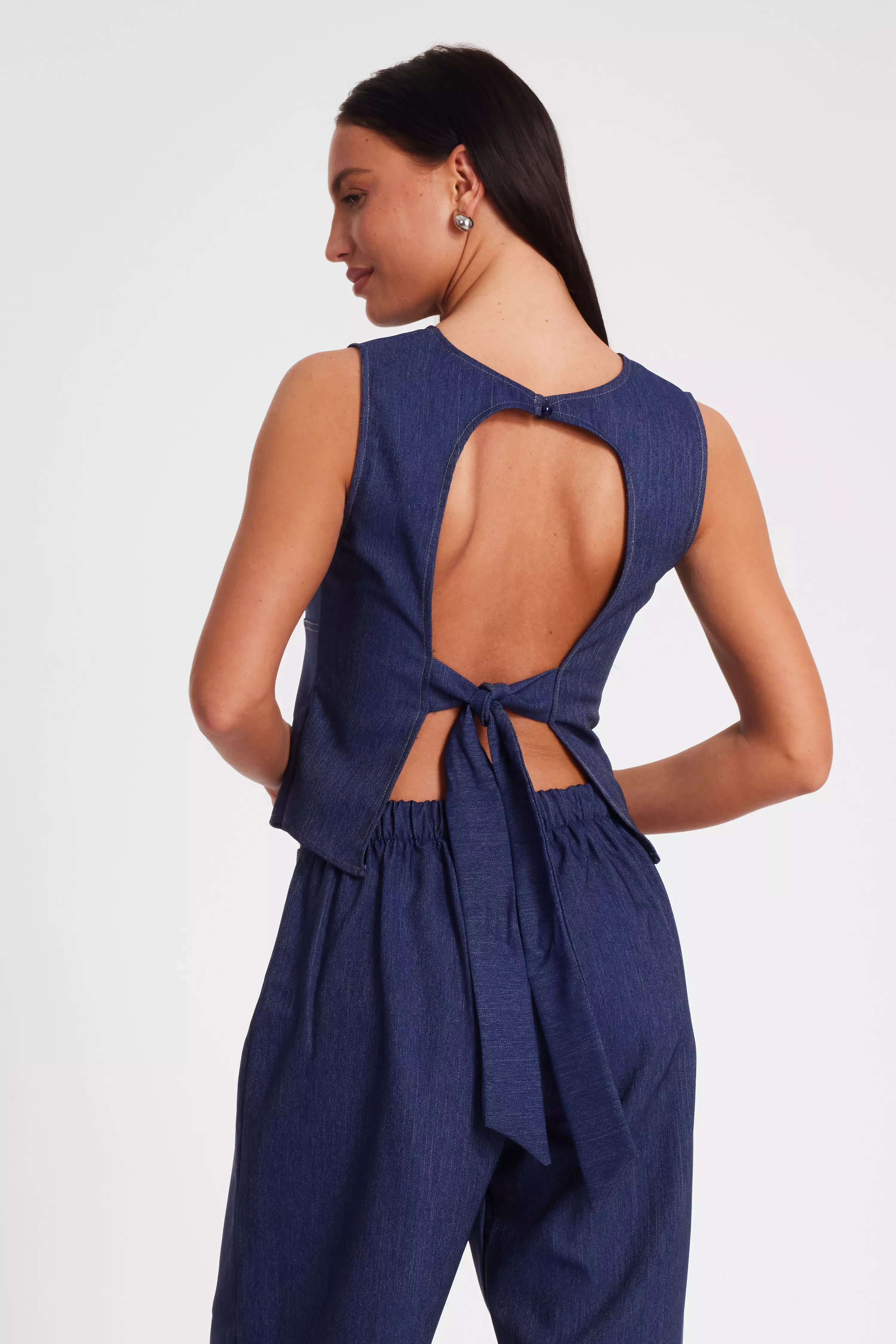 Indigo Tie Back Top