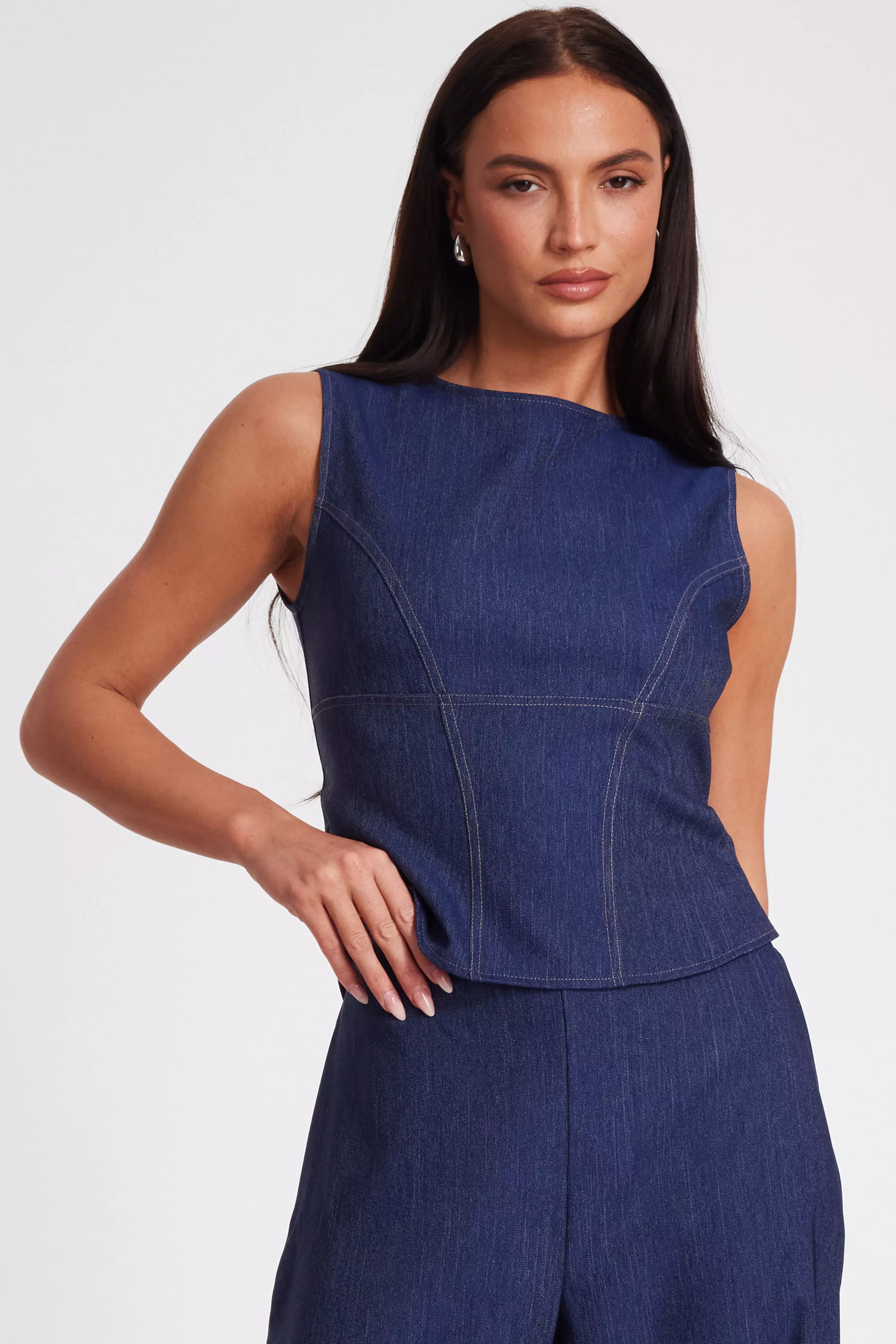 Indigo Tie Back Top