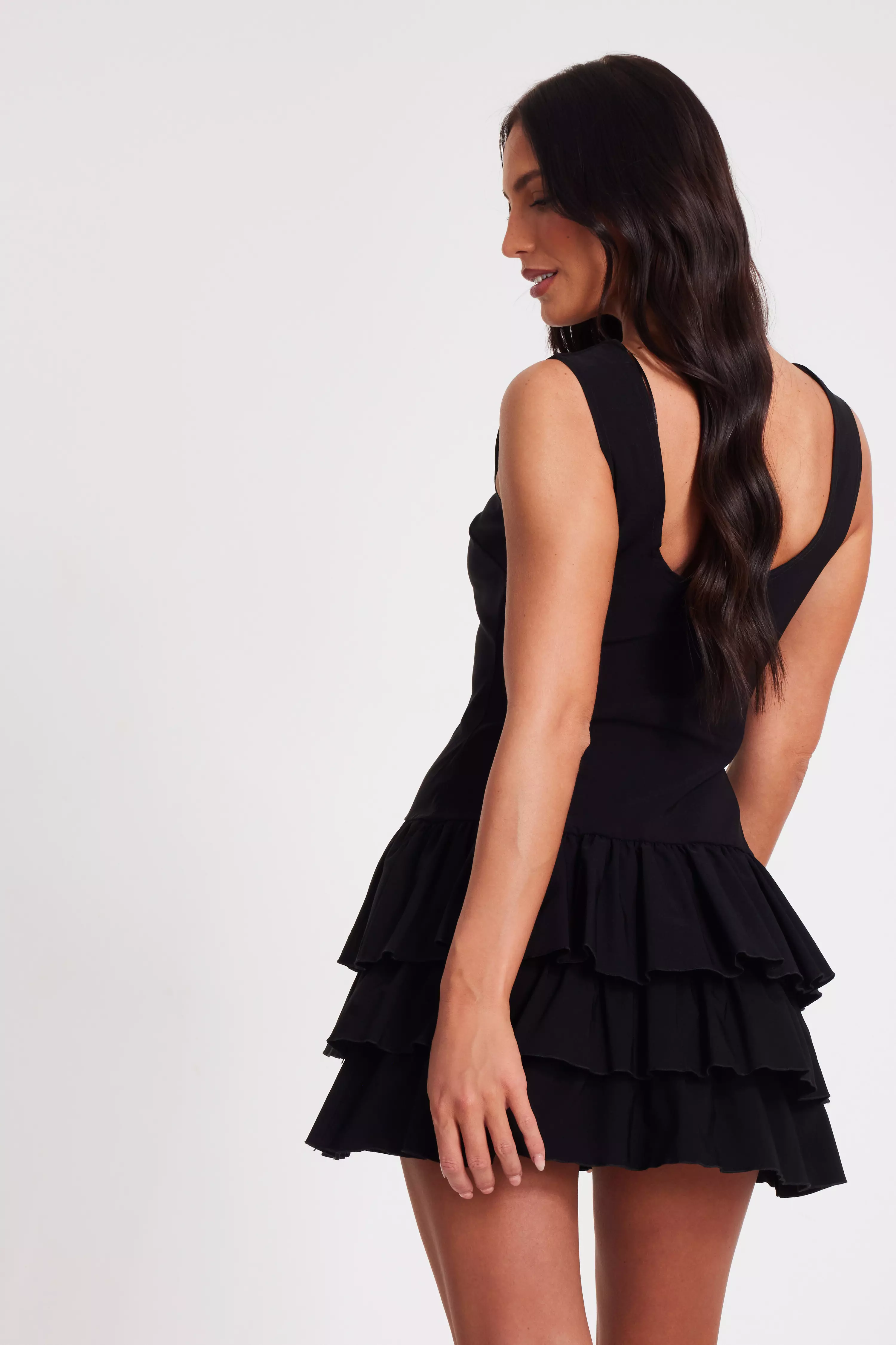 Black Ruffle Mini Dress