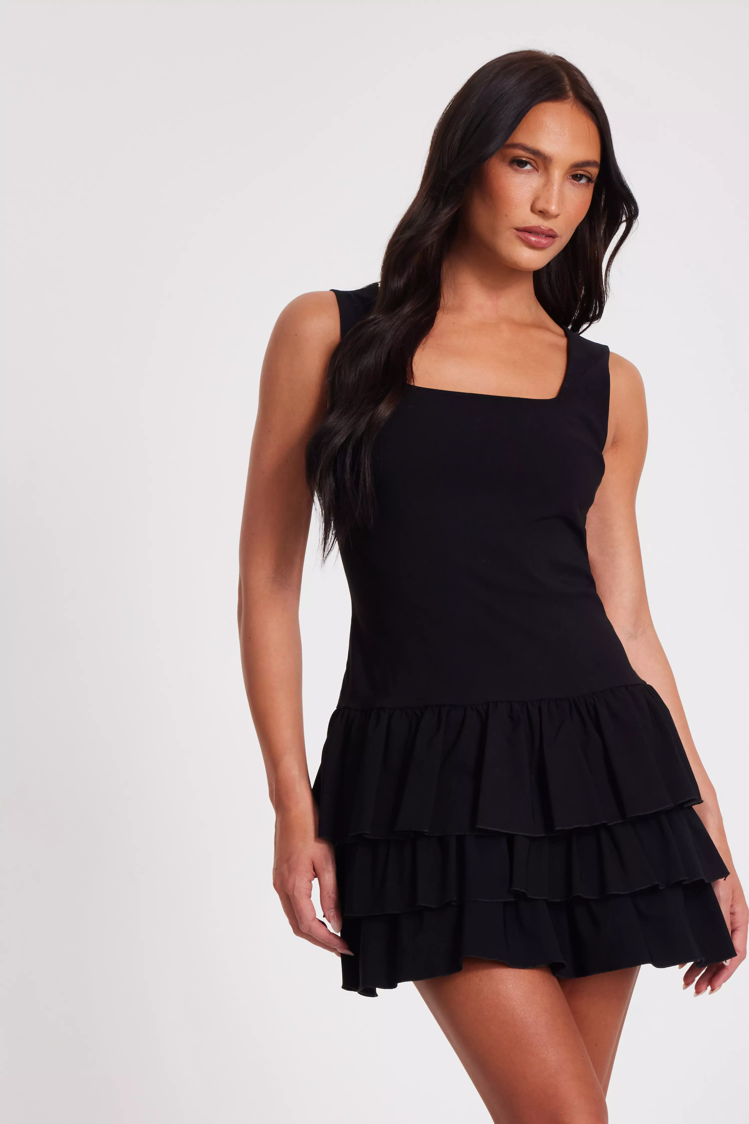 Black Ruffle Mini Dress