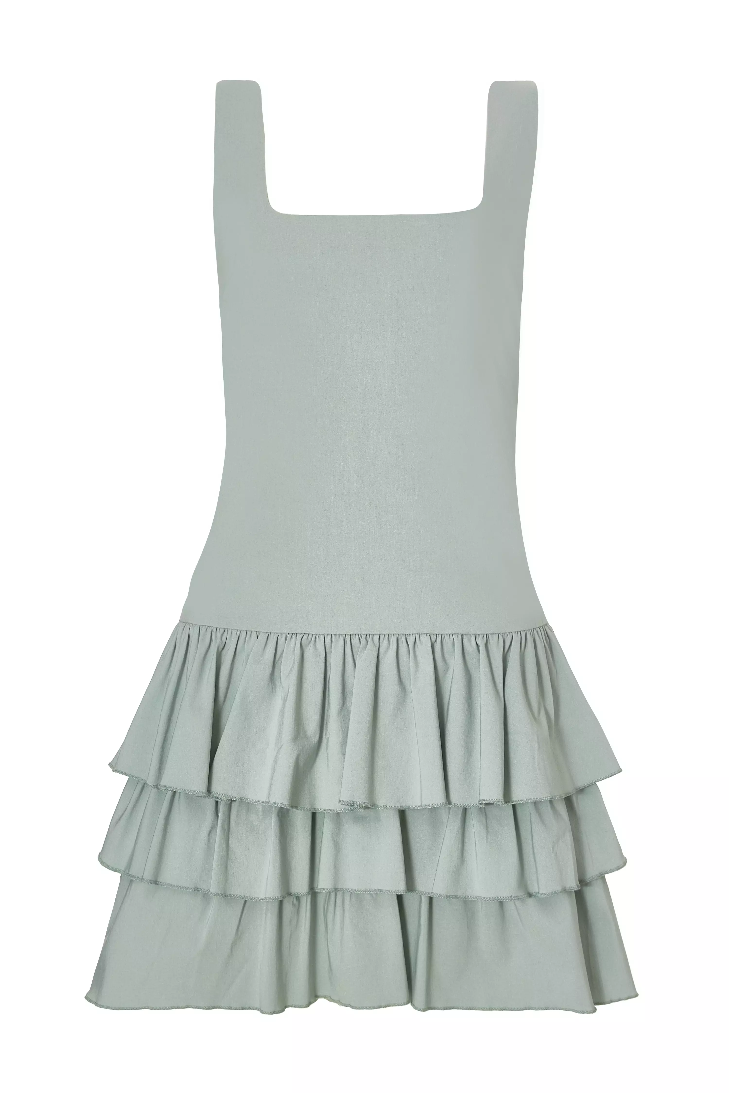 Sage Tiered Mini Dress