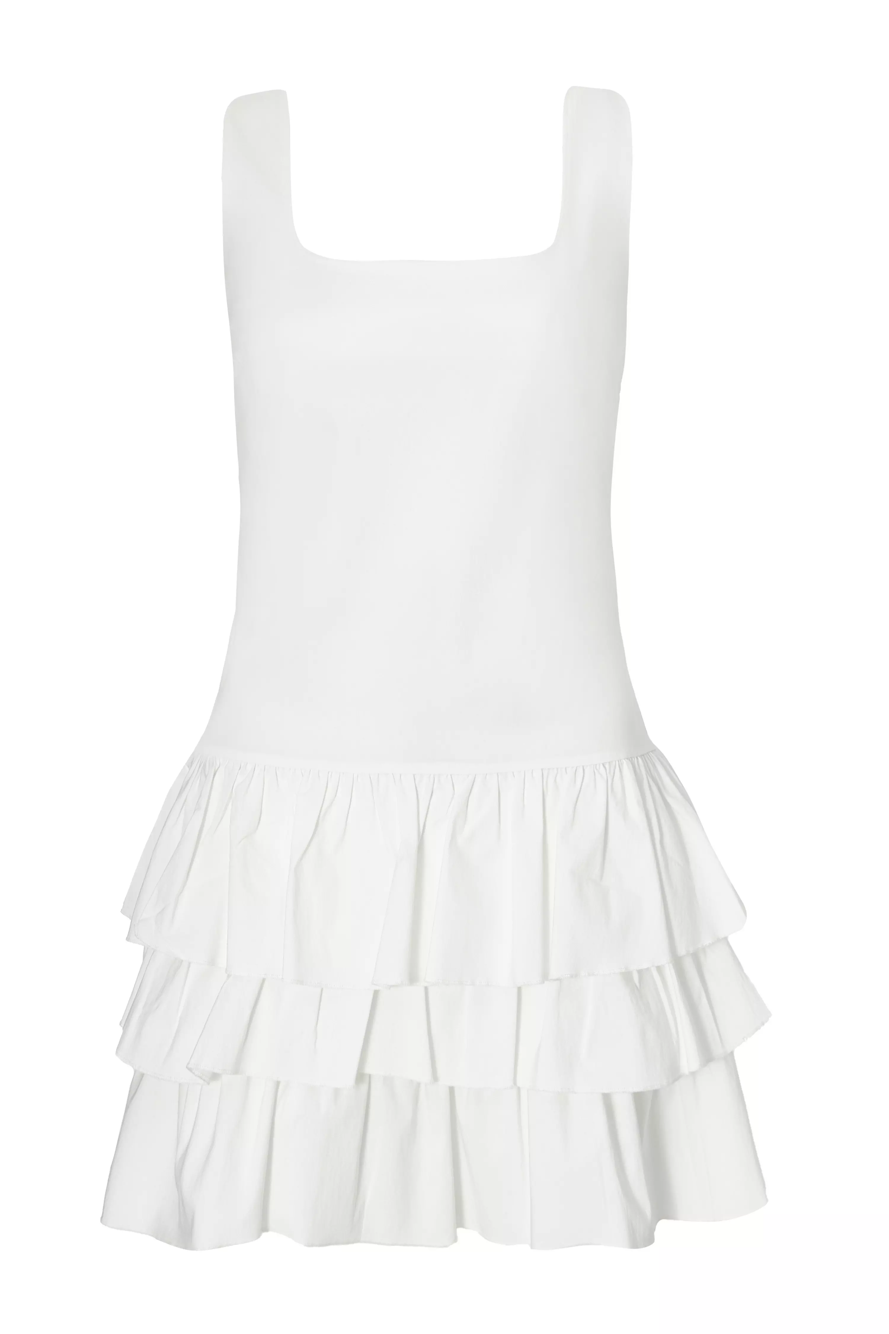 Cream Tiered Mini Dress