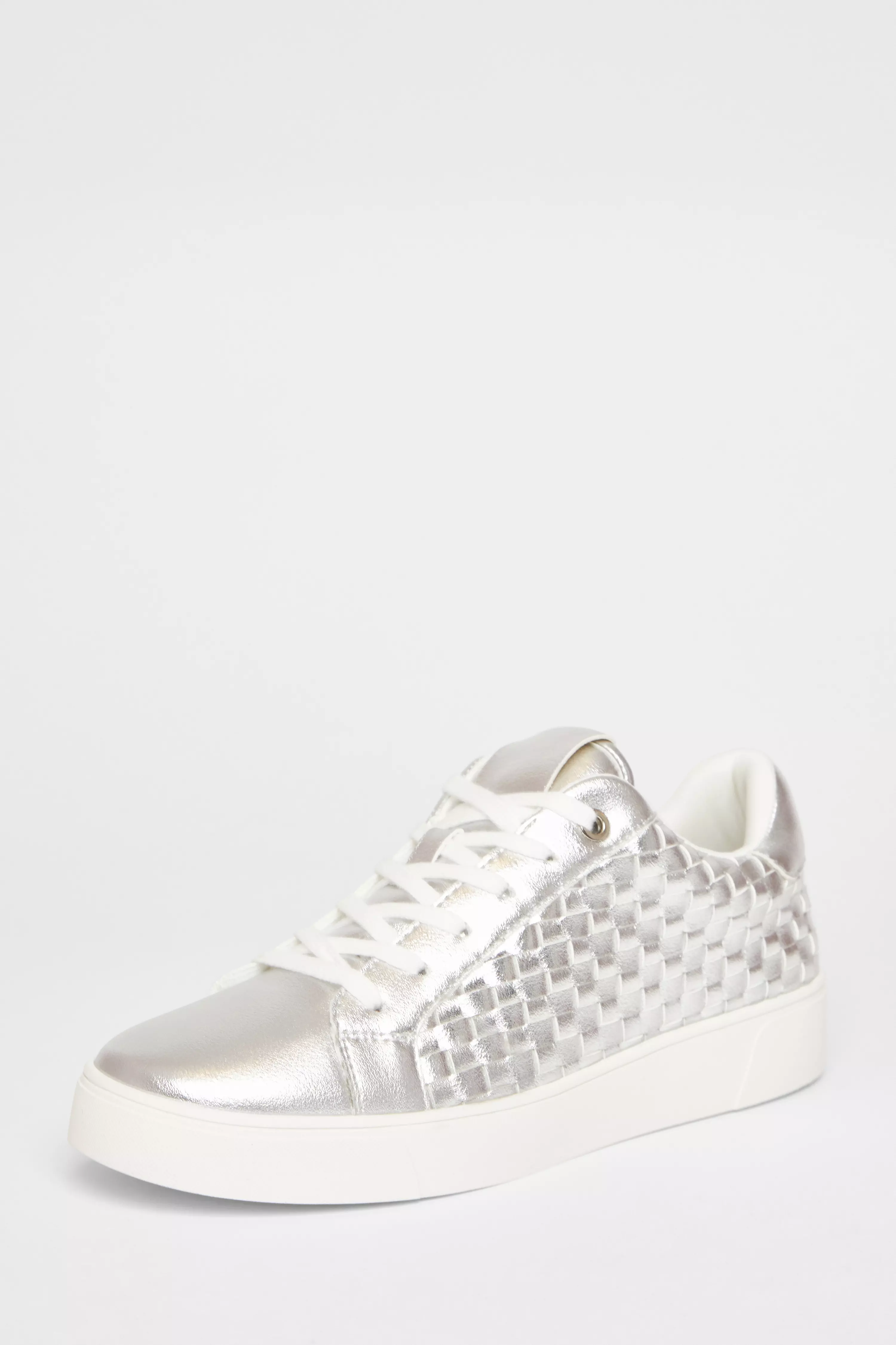 Silver Woven Trainers