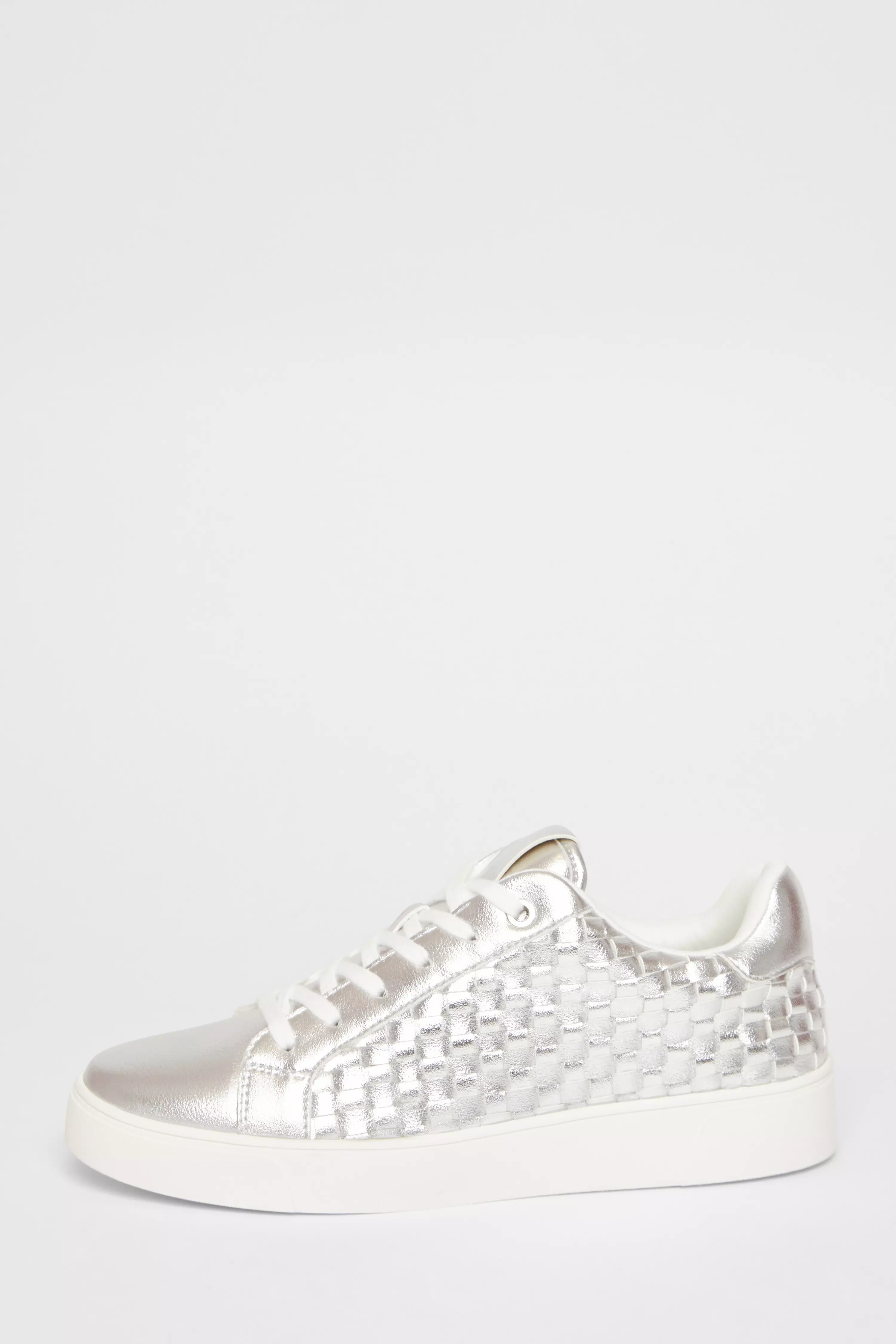 Silver Woven Trainers