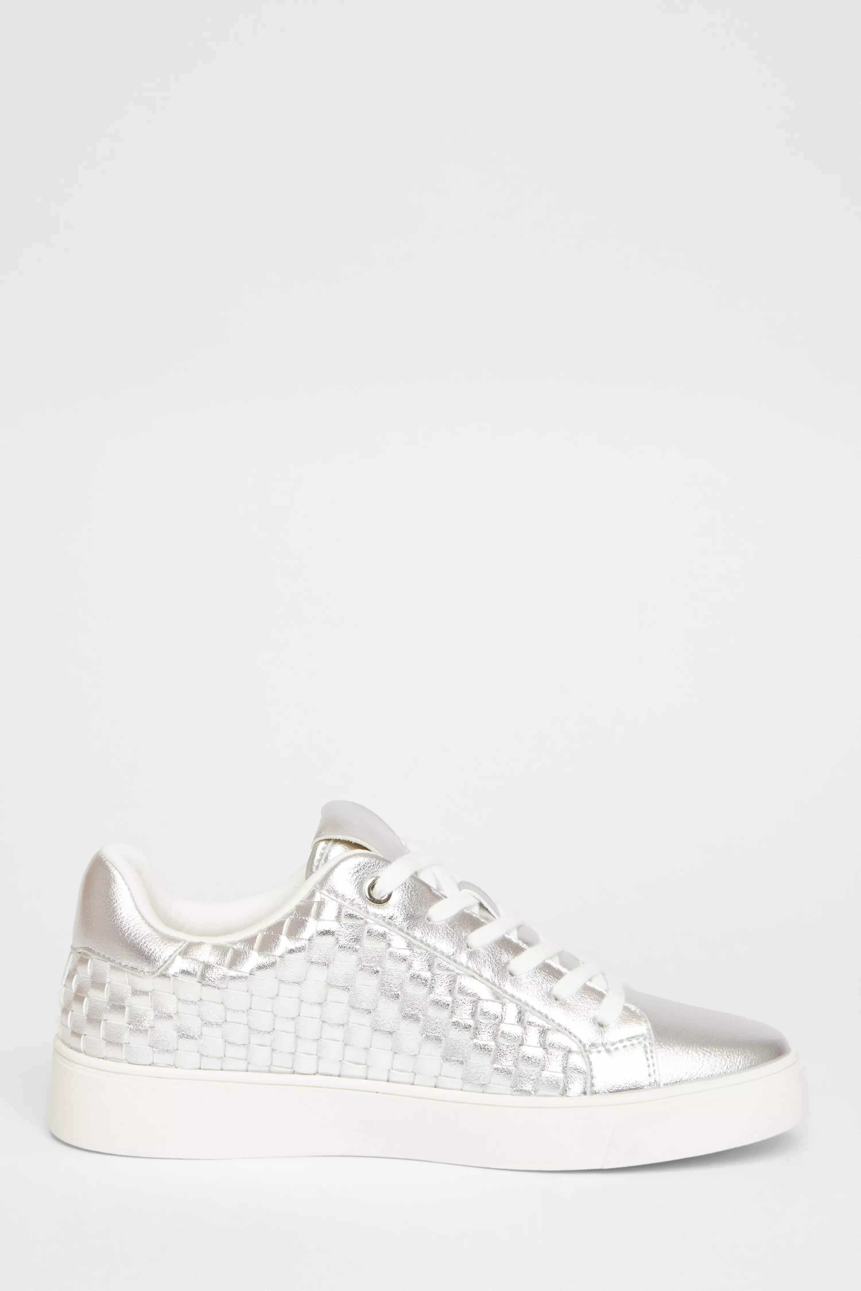 Silver Woven Trainers