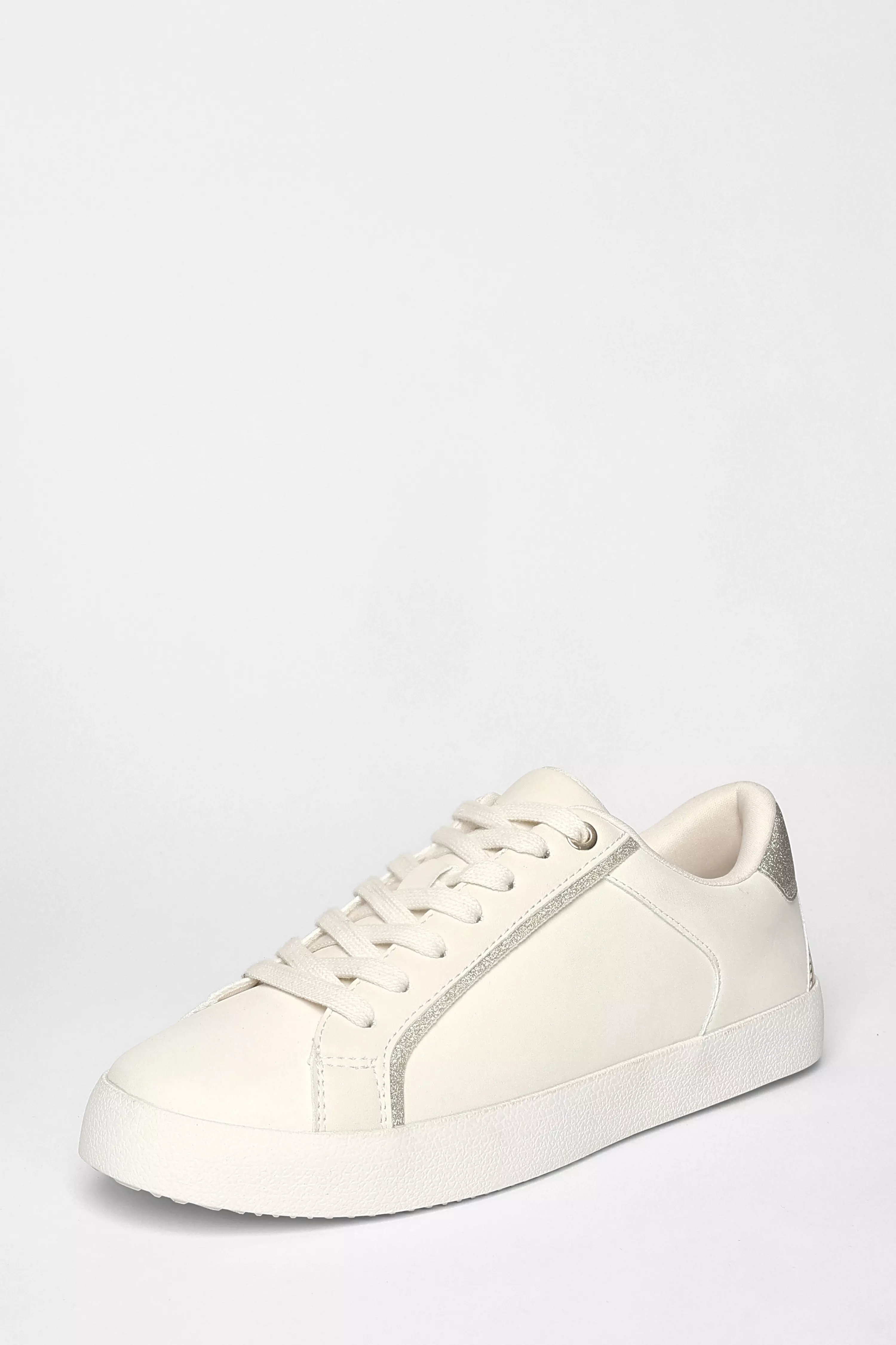 Gold Faux Leather Glitter Trainers