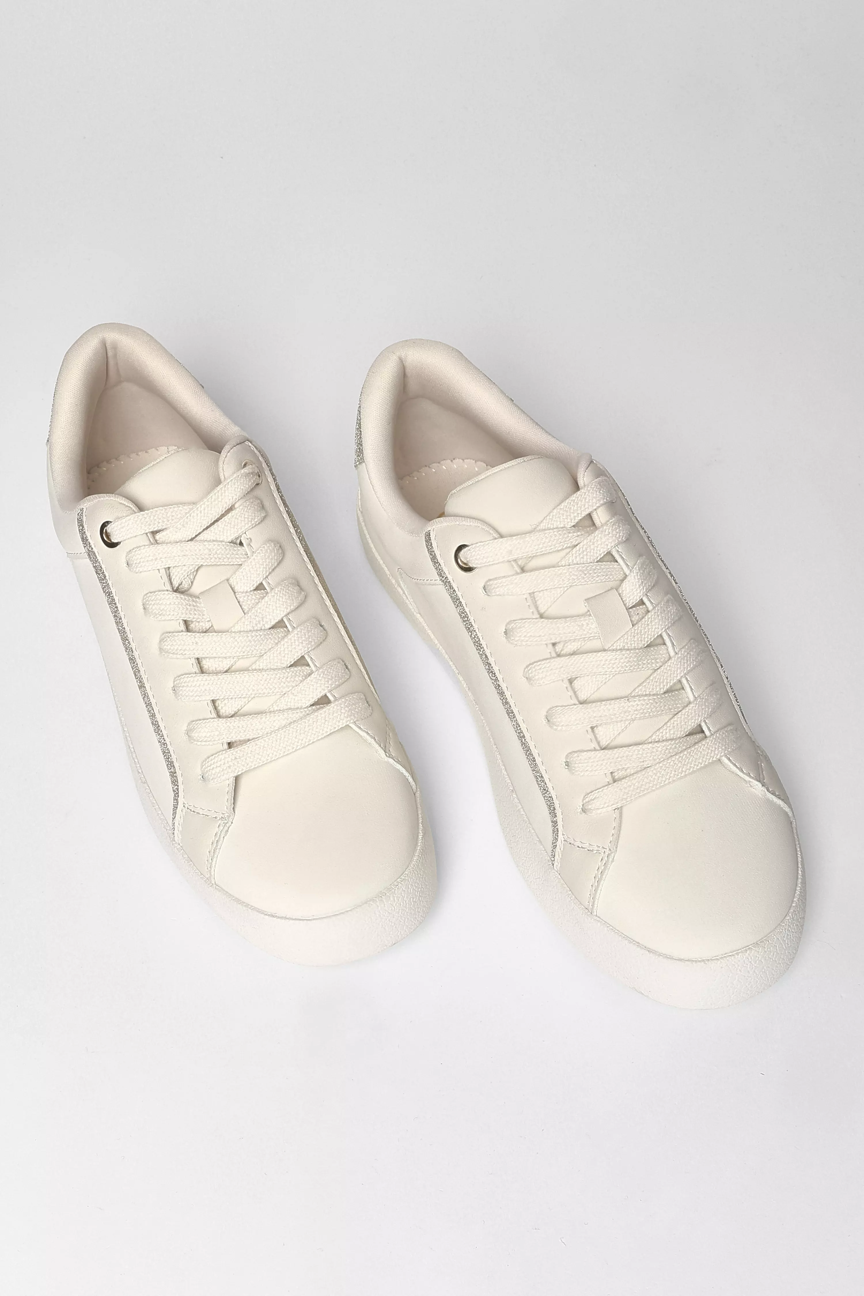 Gold Faux Leather Glitter Trainers