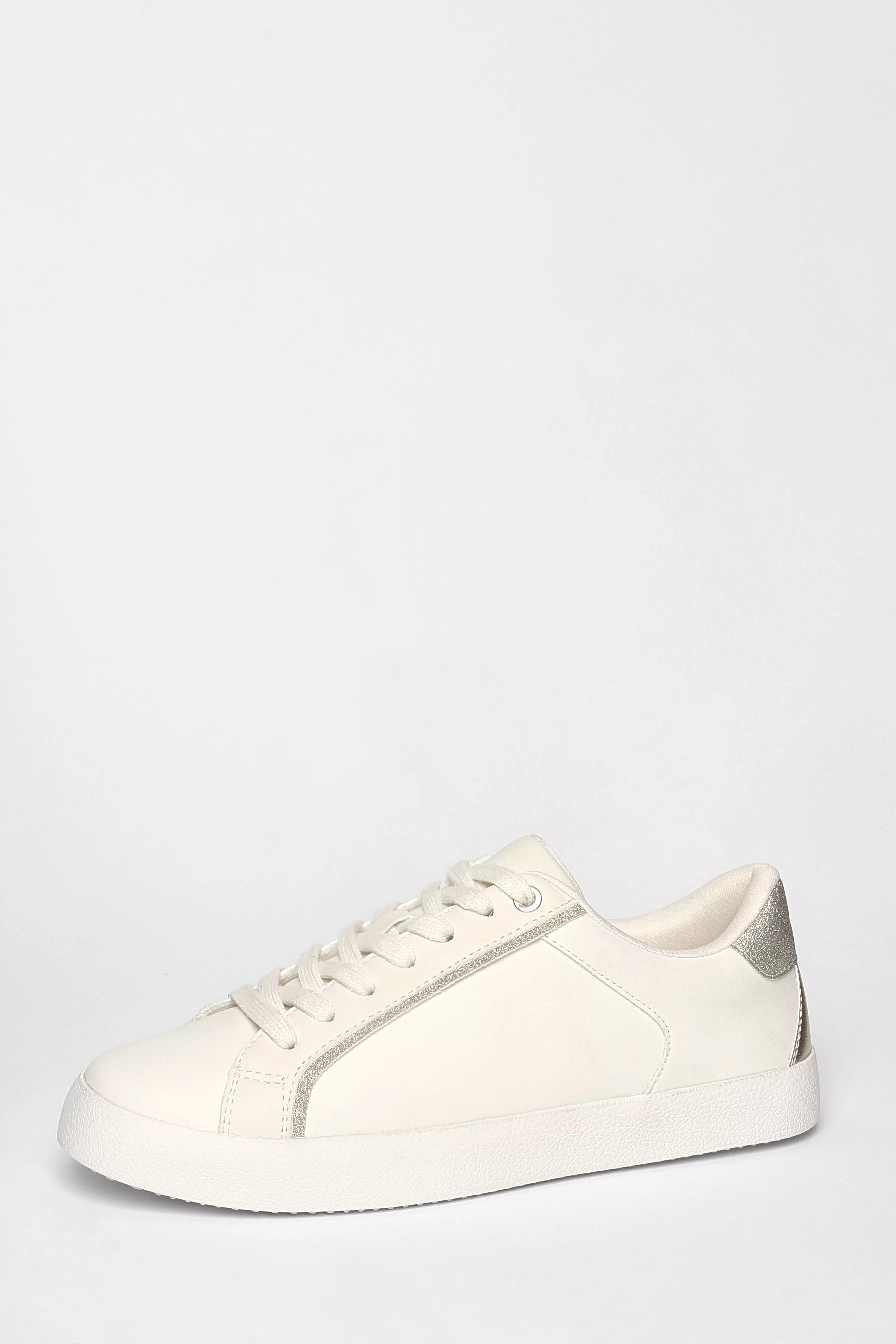 Gold Faux Leather Glitter Trainers
