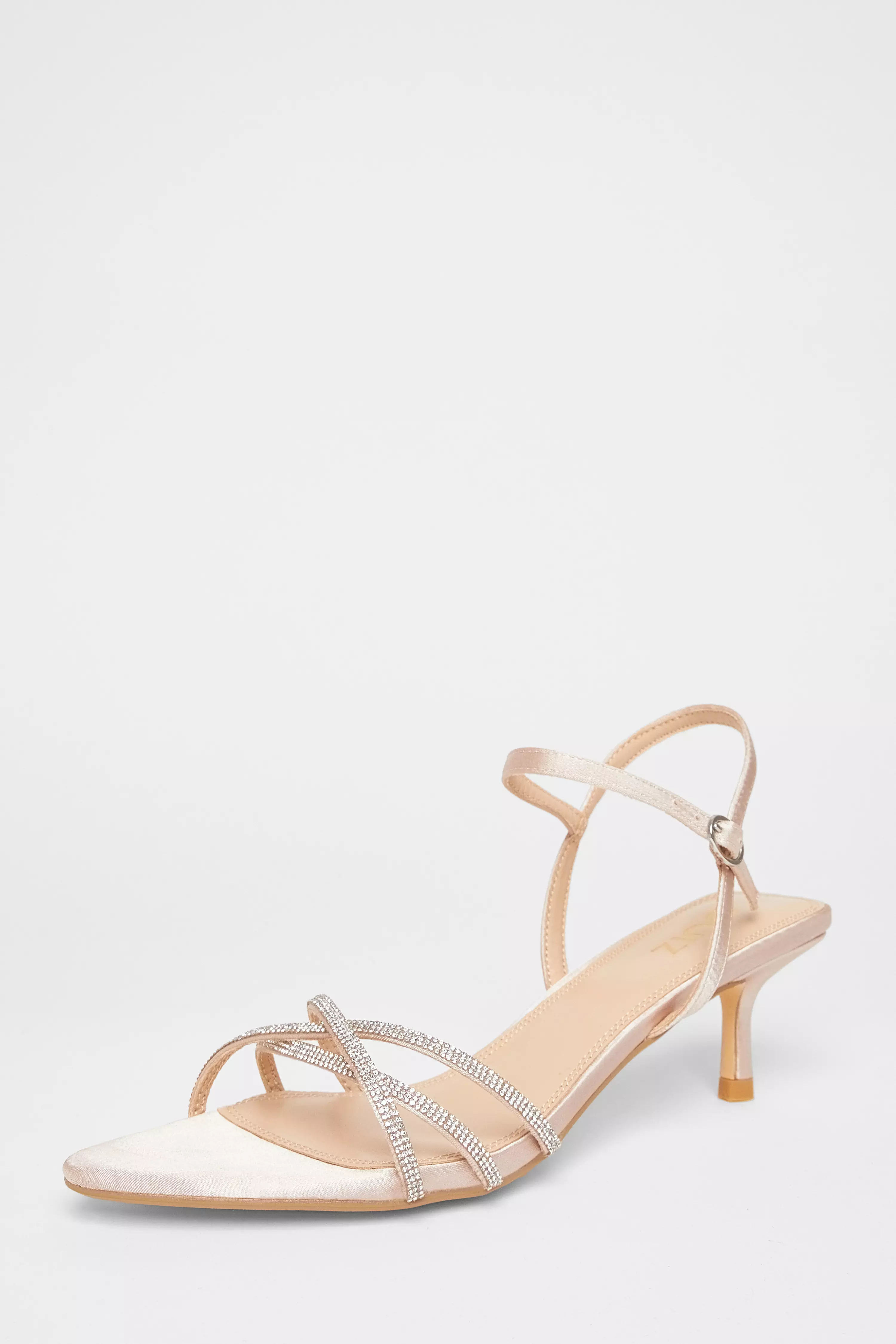 Champagne Diamante Cross Strap Heels