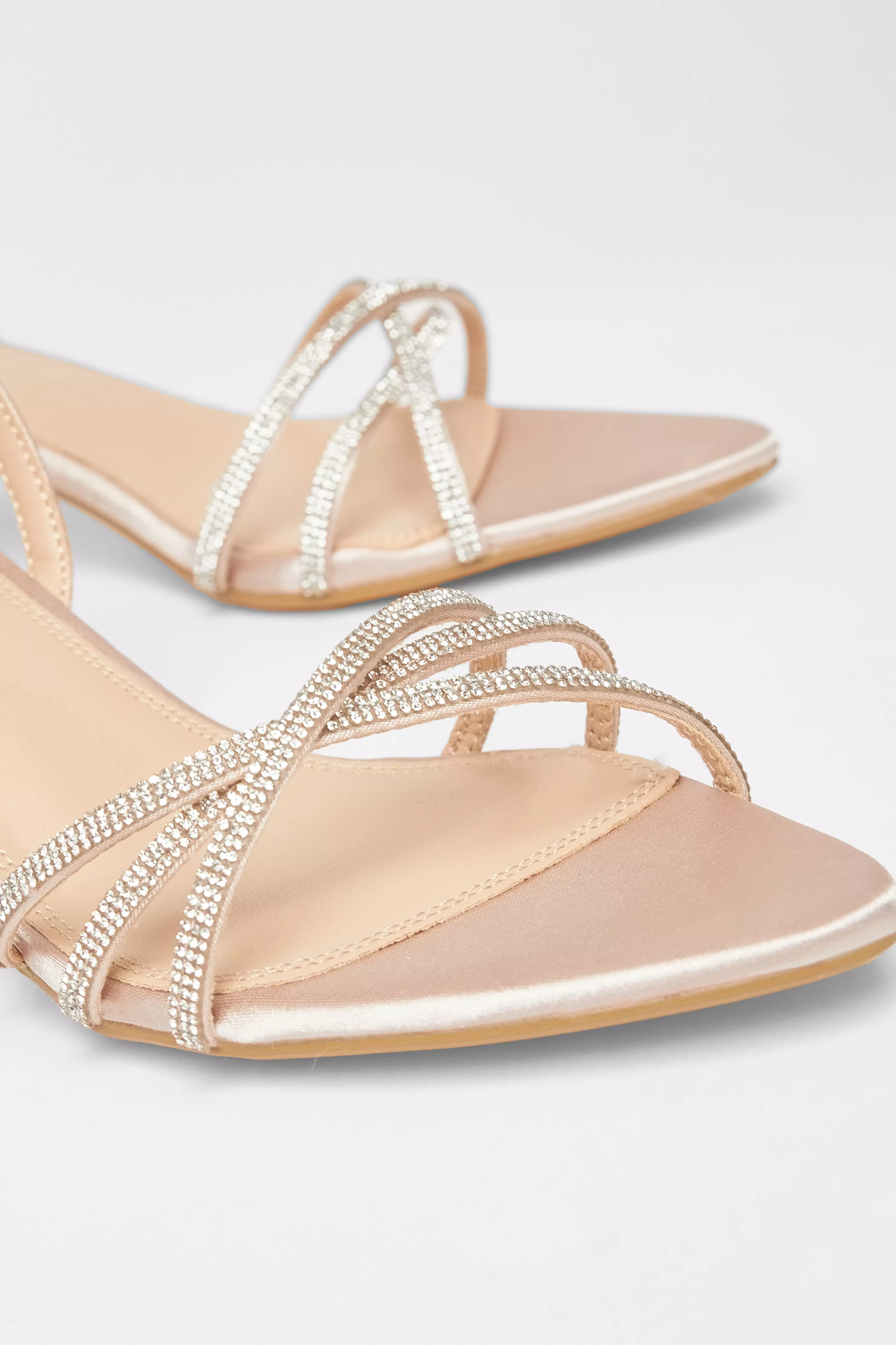 Champagne Diamante Cross Strap Heels