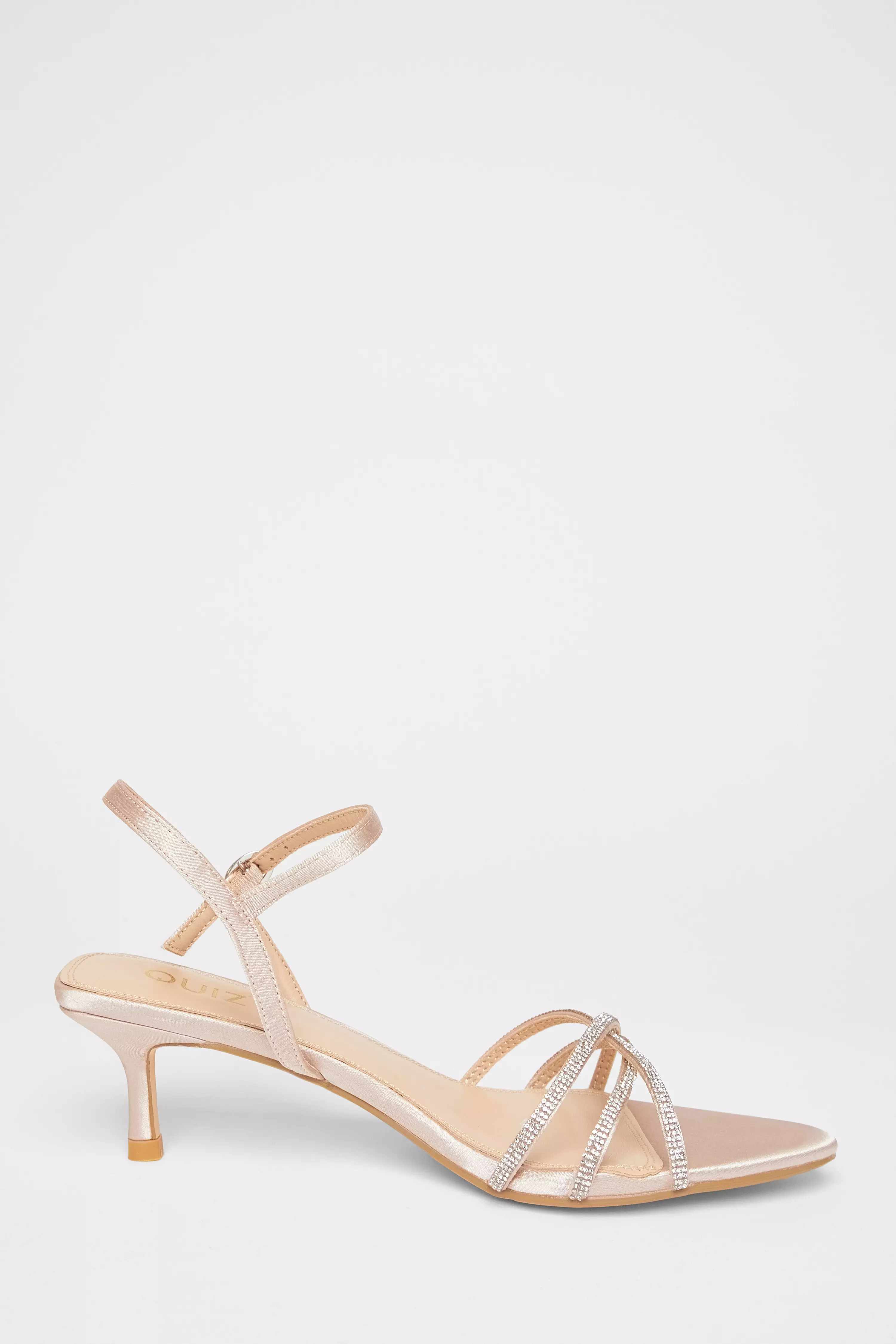 Champagne Diamante Cross Strap Heels
