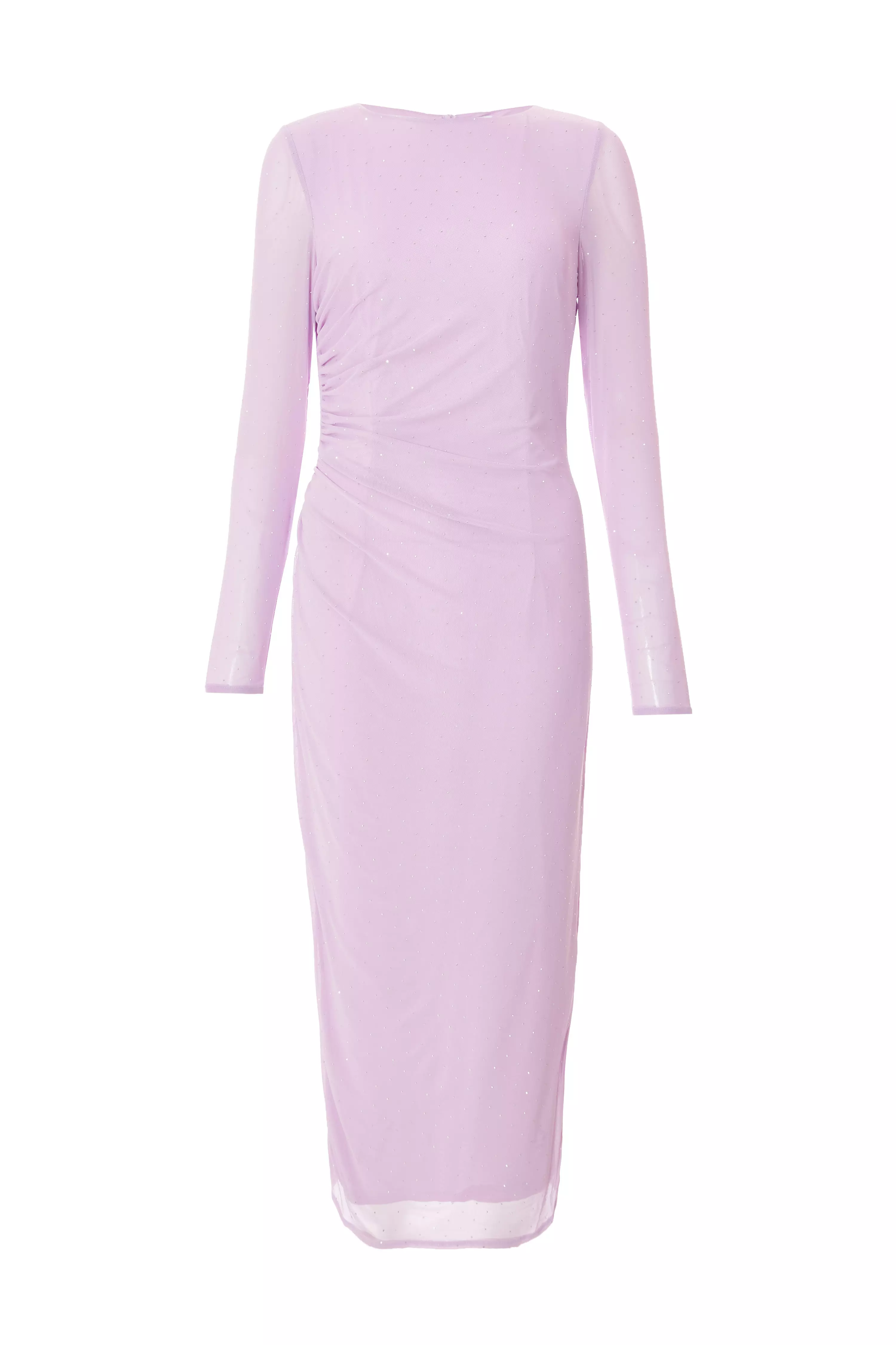 Lilac Mesh Diamante Midaxi Dress