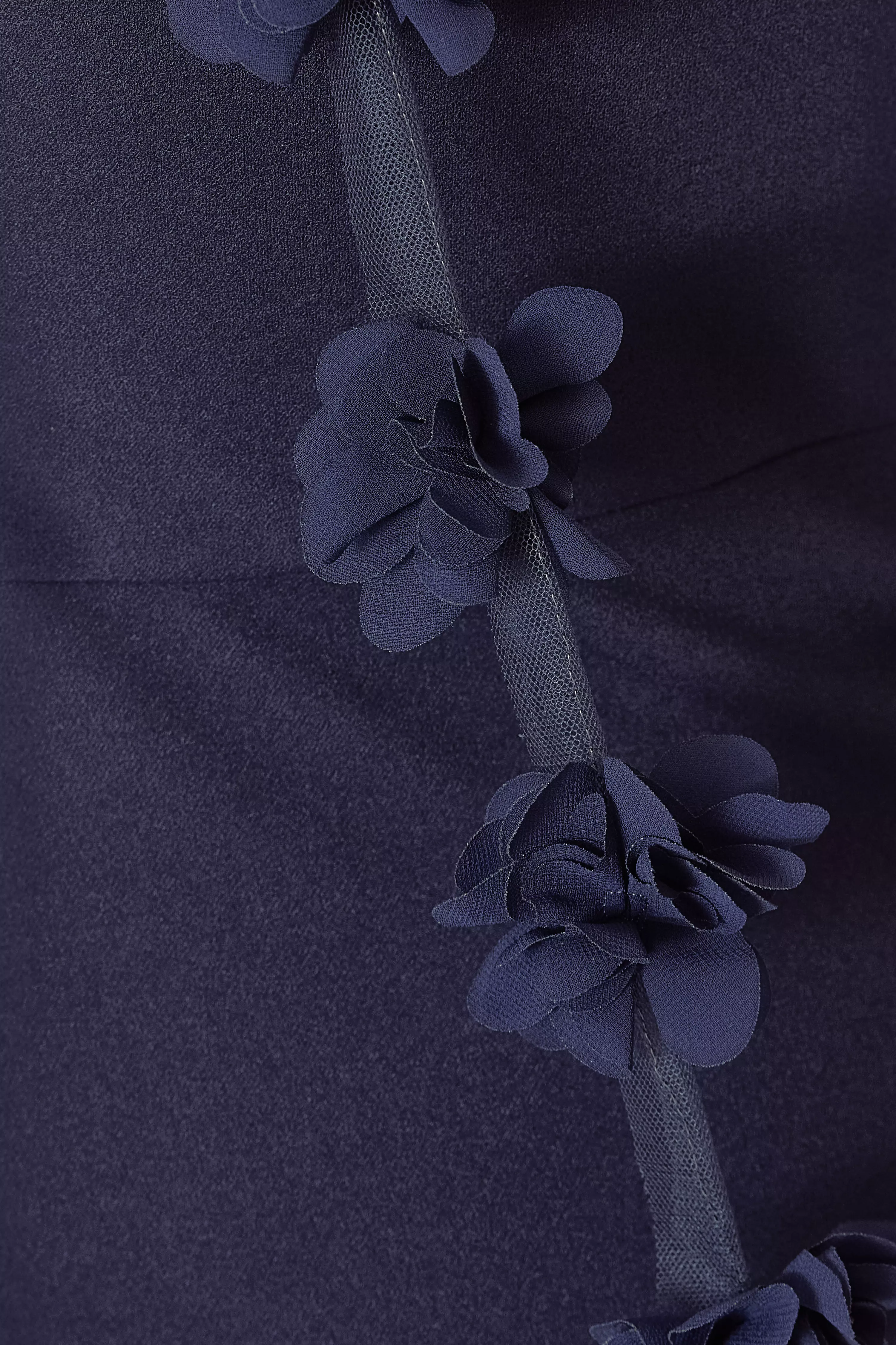 Navy Floral Trim Midaxi Dress