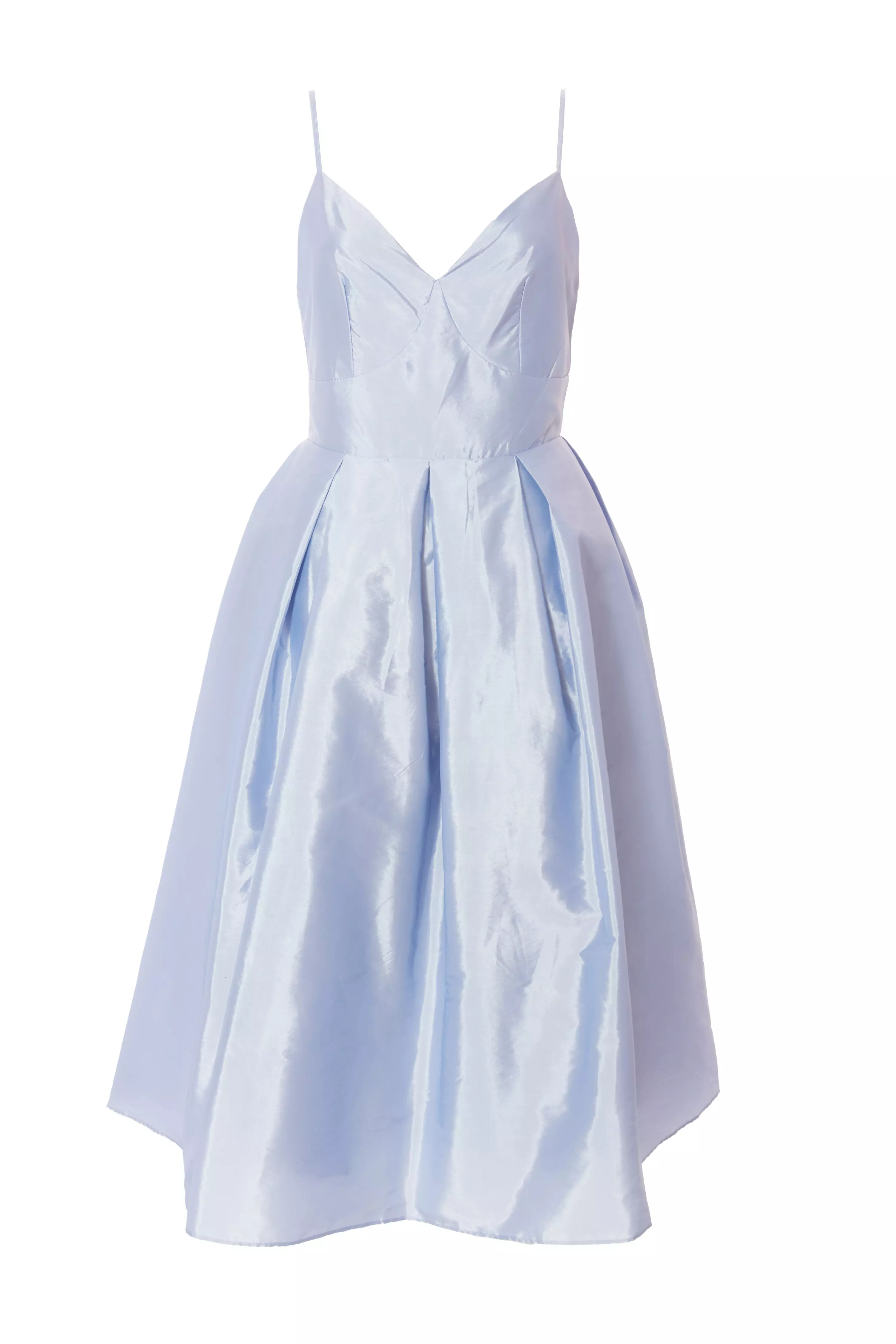 Petite Light Blue Taffeta Midi Dress