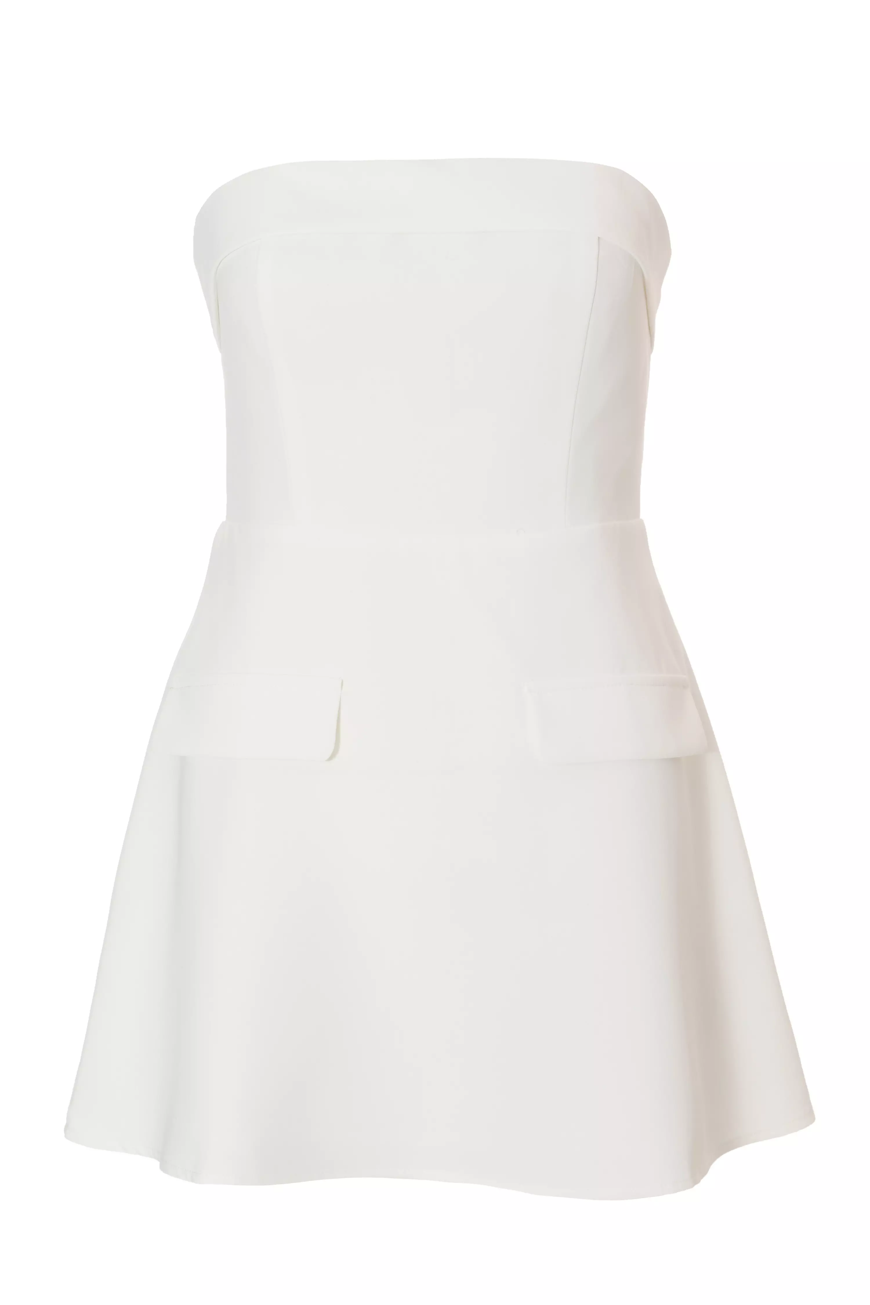 Petite White Bandeau Mini Dress