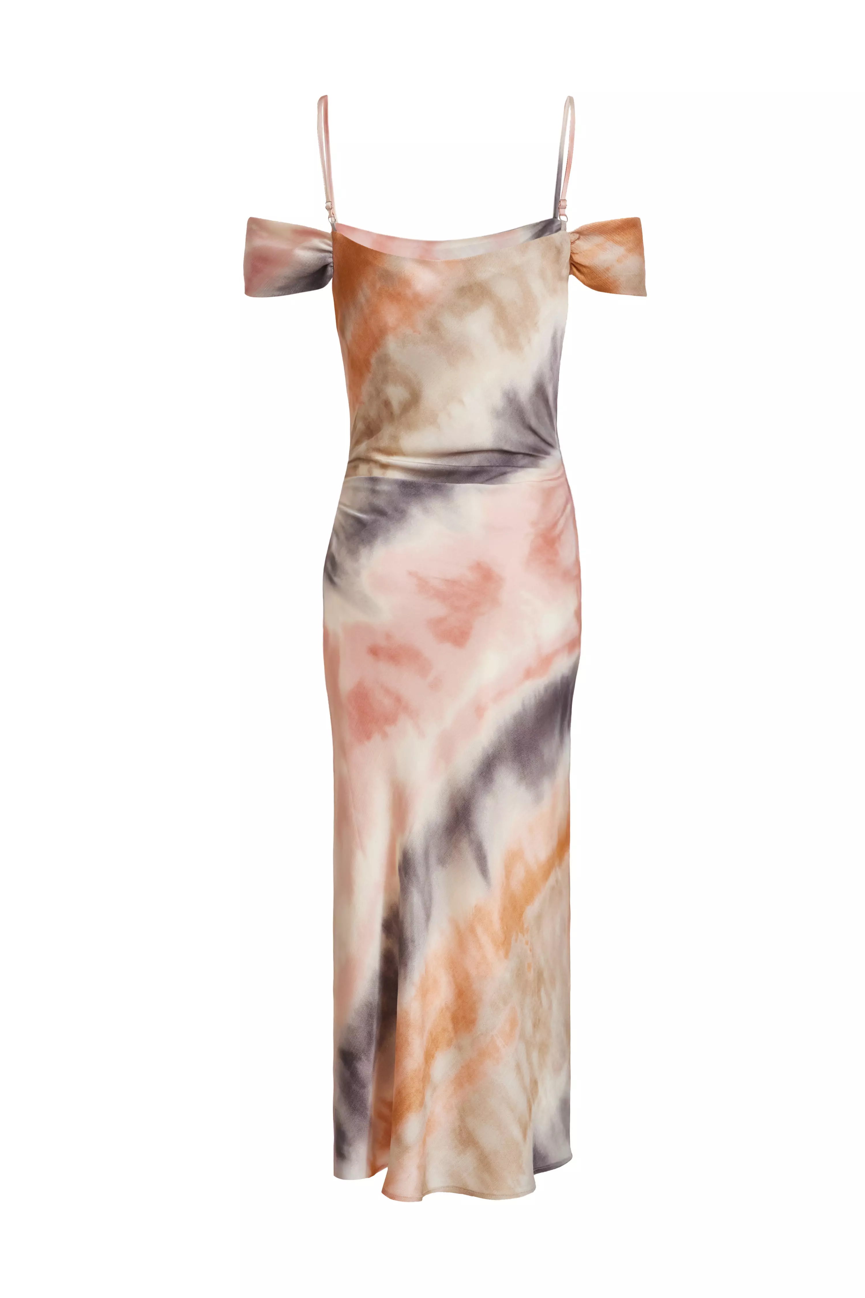 Petite Satin Marble Print Midaxi Dress