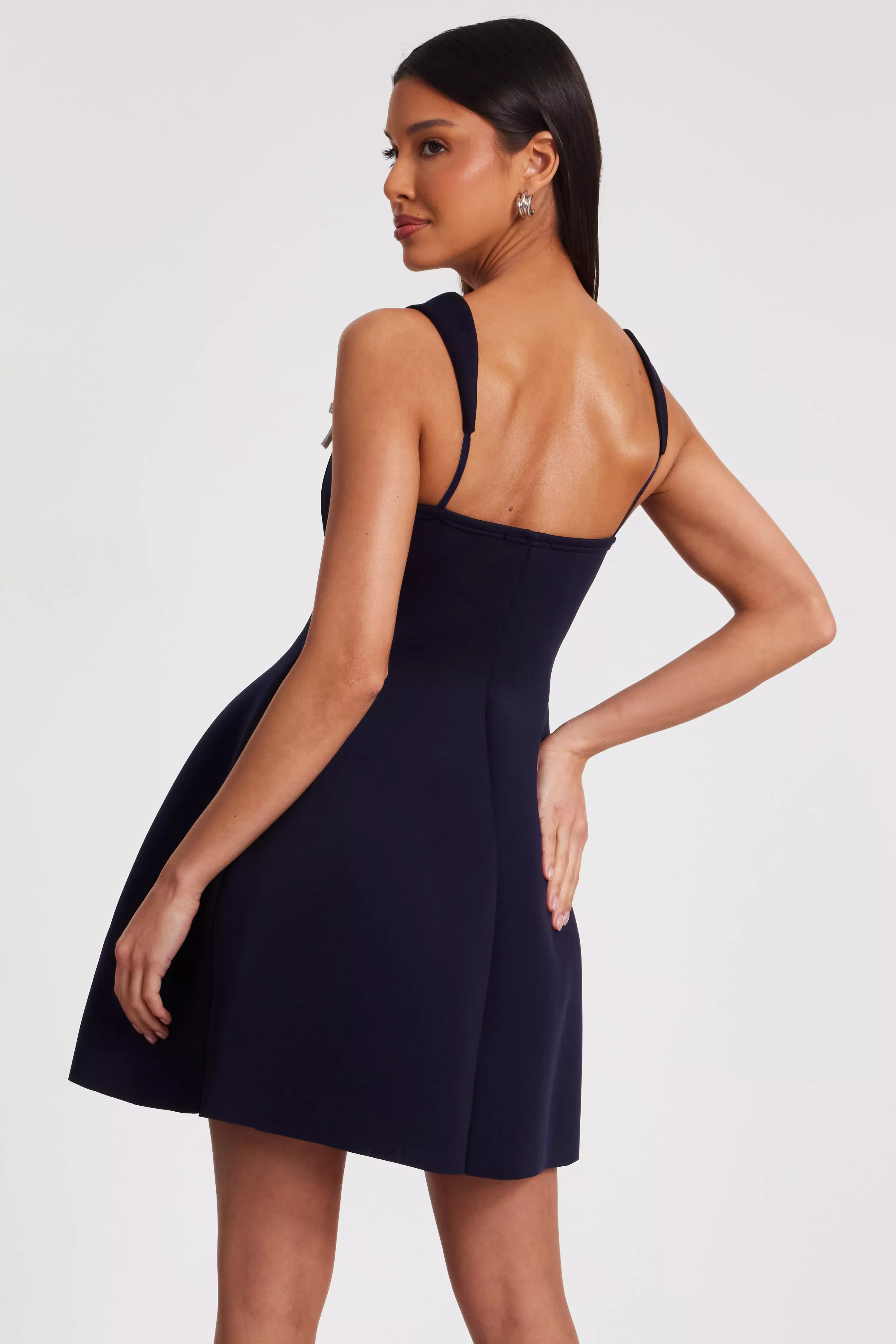 Navy Bow Detail Mini Dress