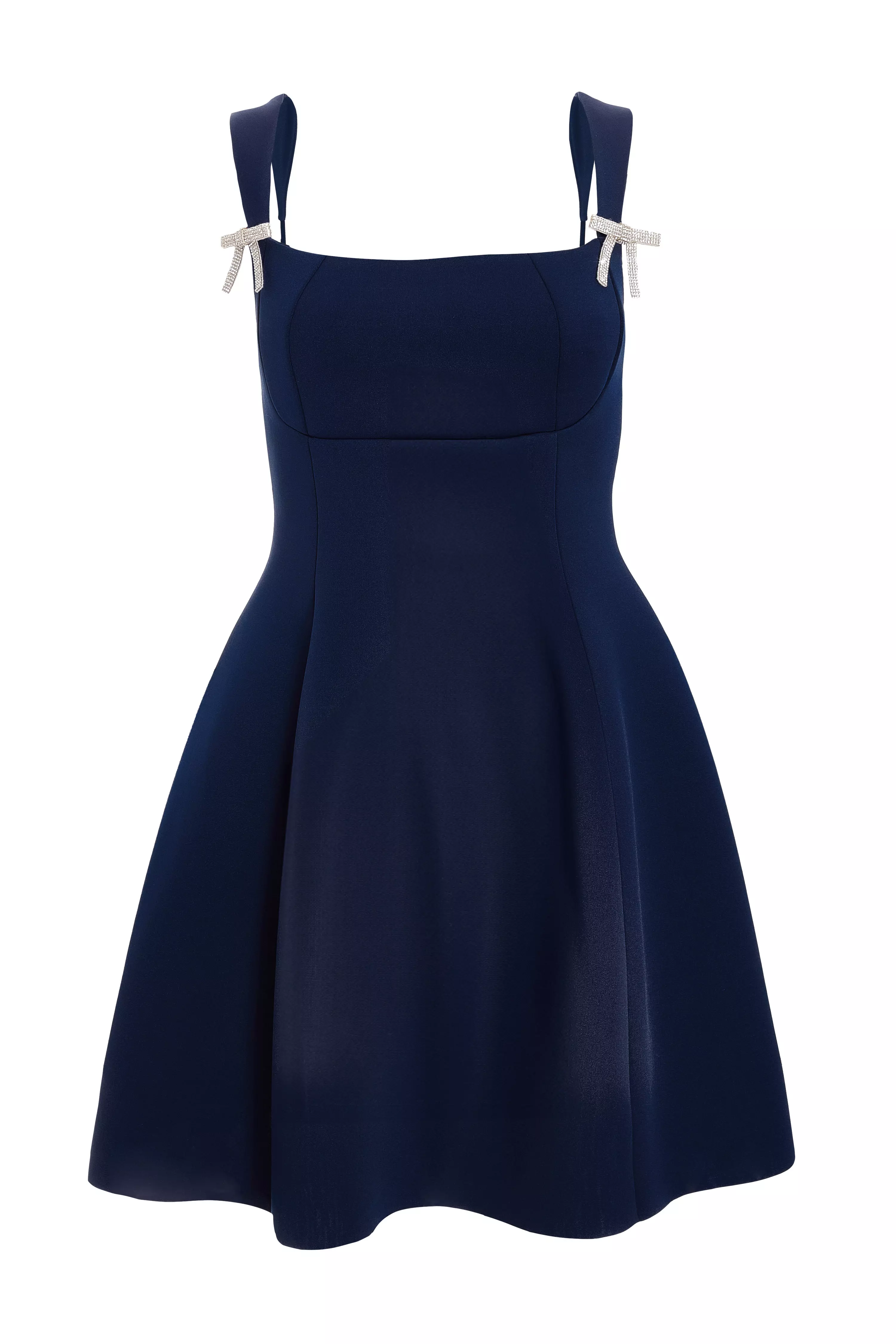 Navy Bow Detail Mini Dress