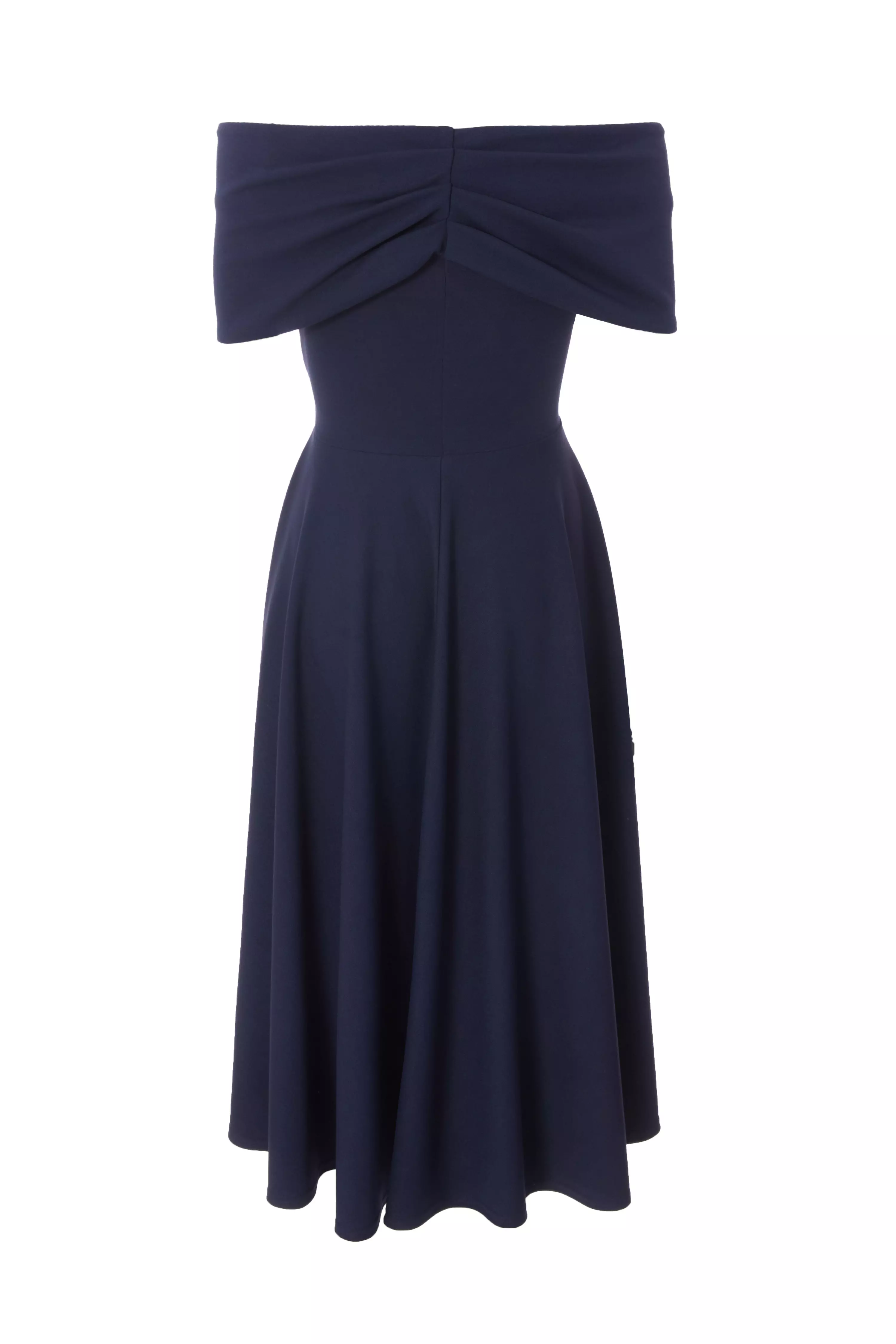 Petite Navy Bardot Midi Dress