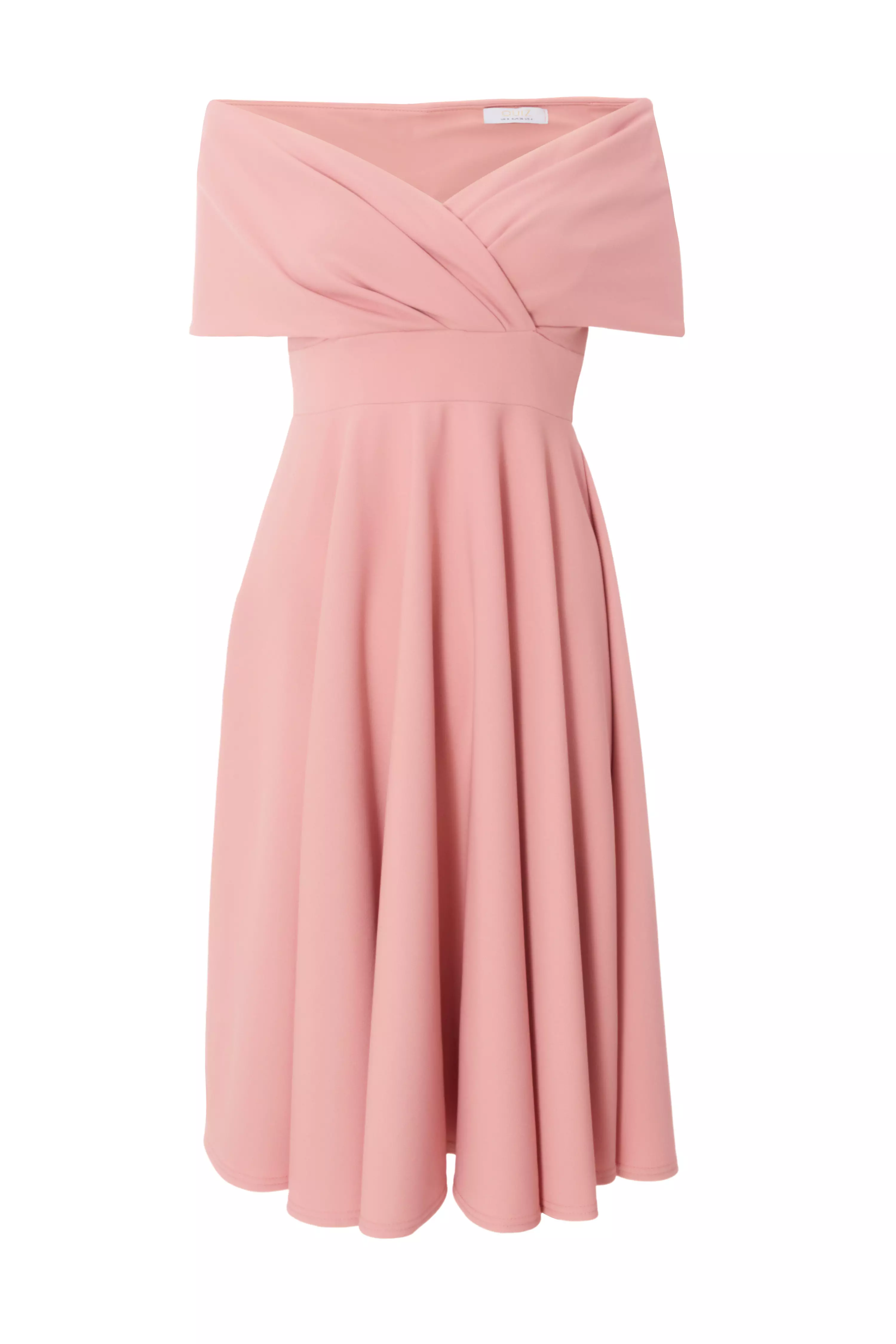 Petite Blush Bardot Midi Dress