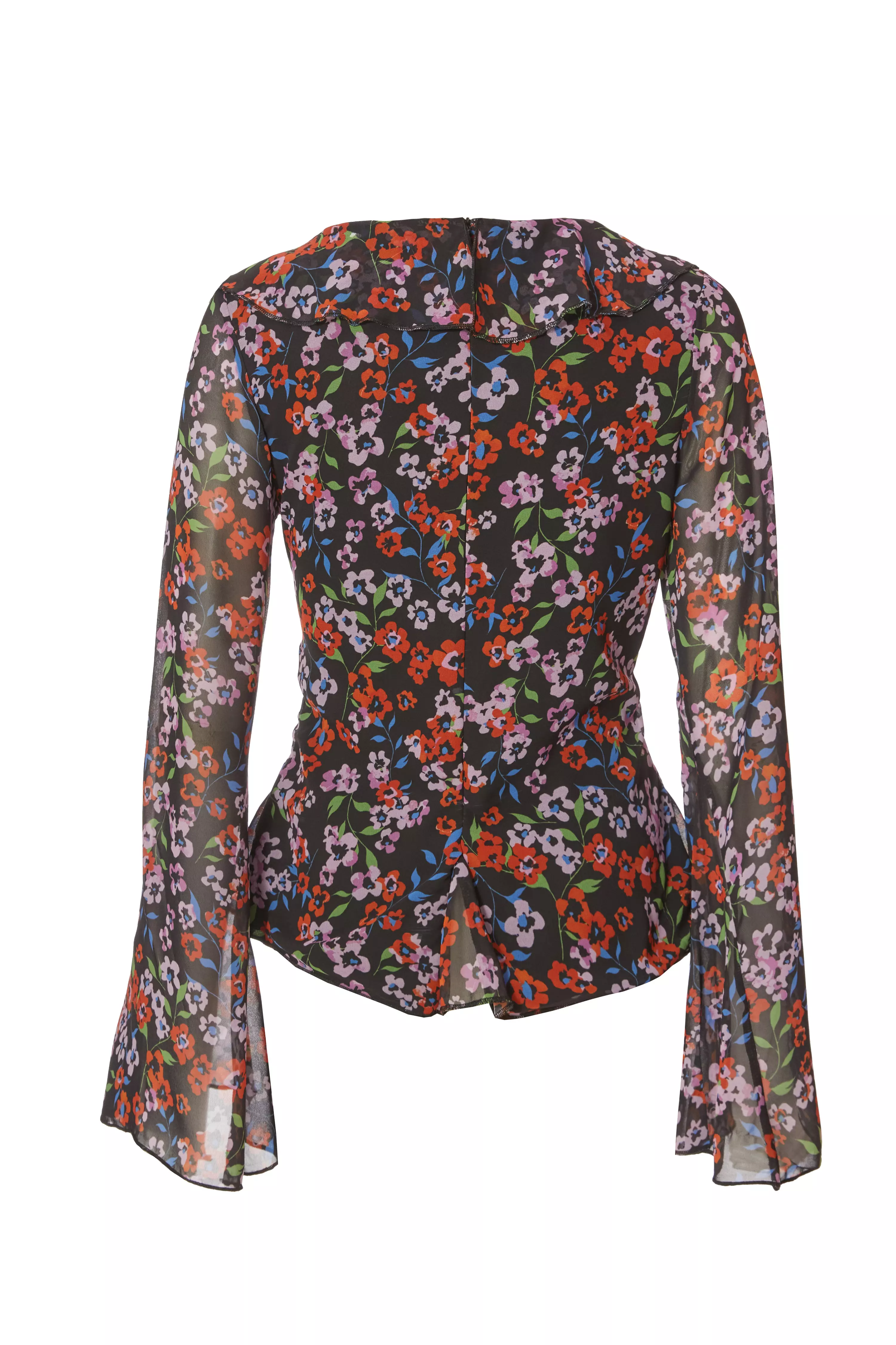 Black Mesh Floral Blouse