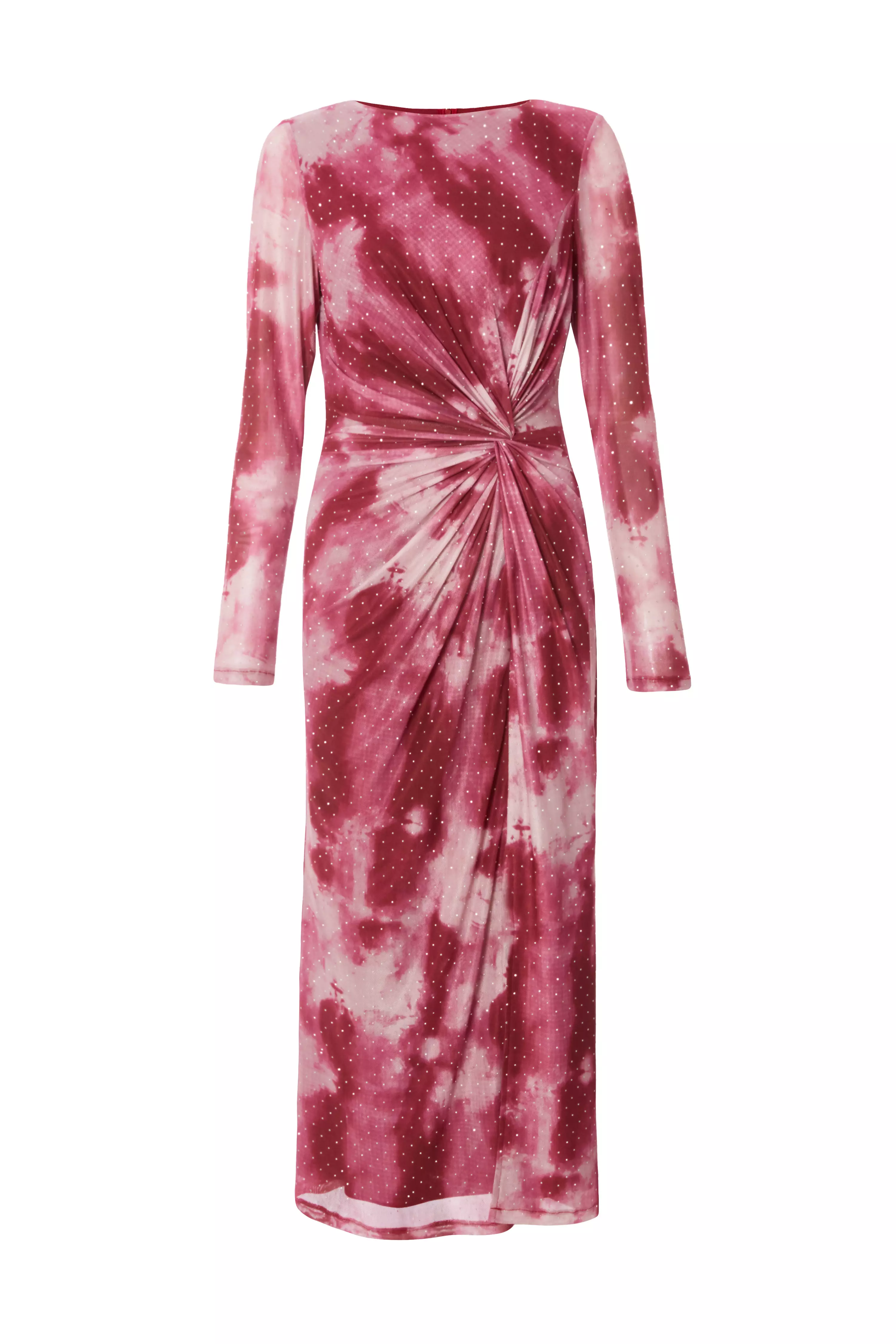 Dark Pink Marble Print Midaxi Dress