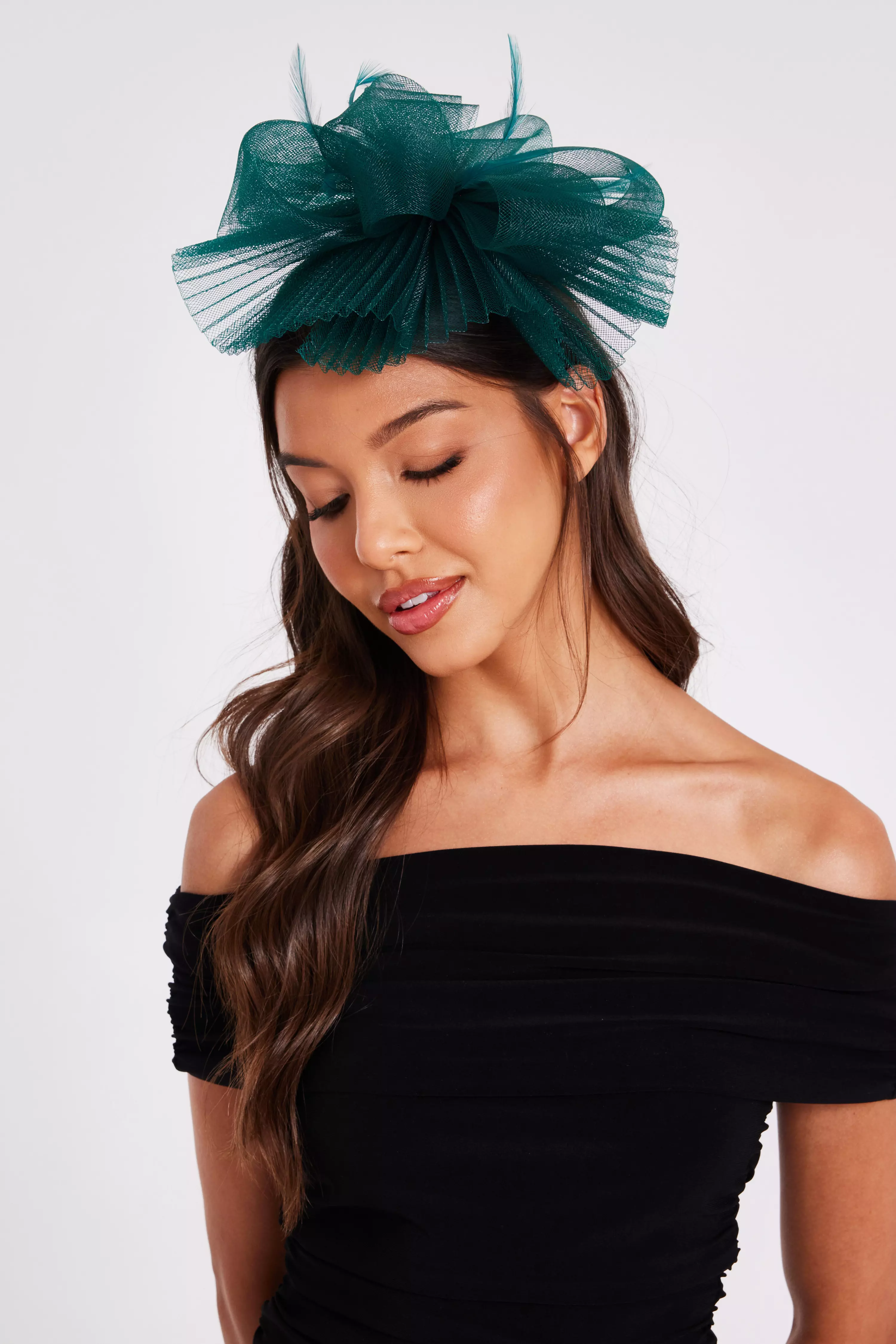 Green Pleated Headband Fascinator