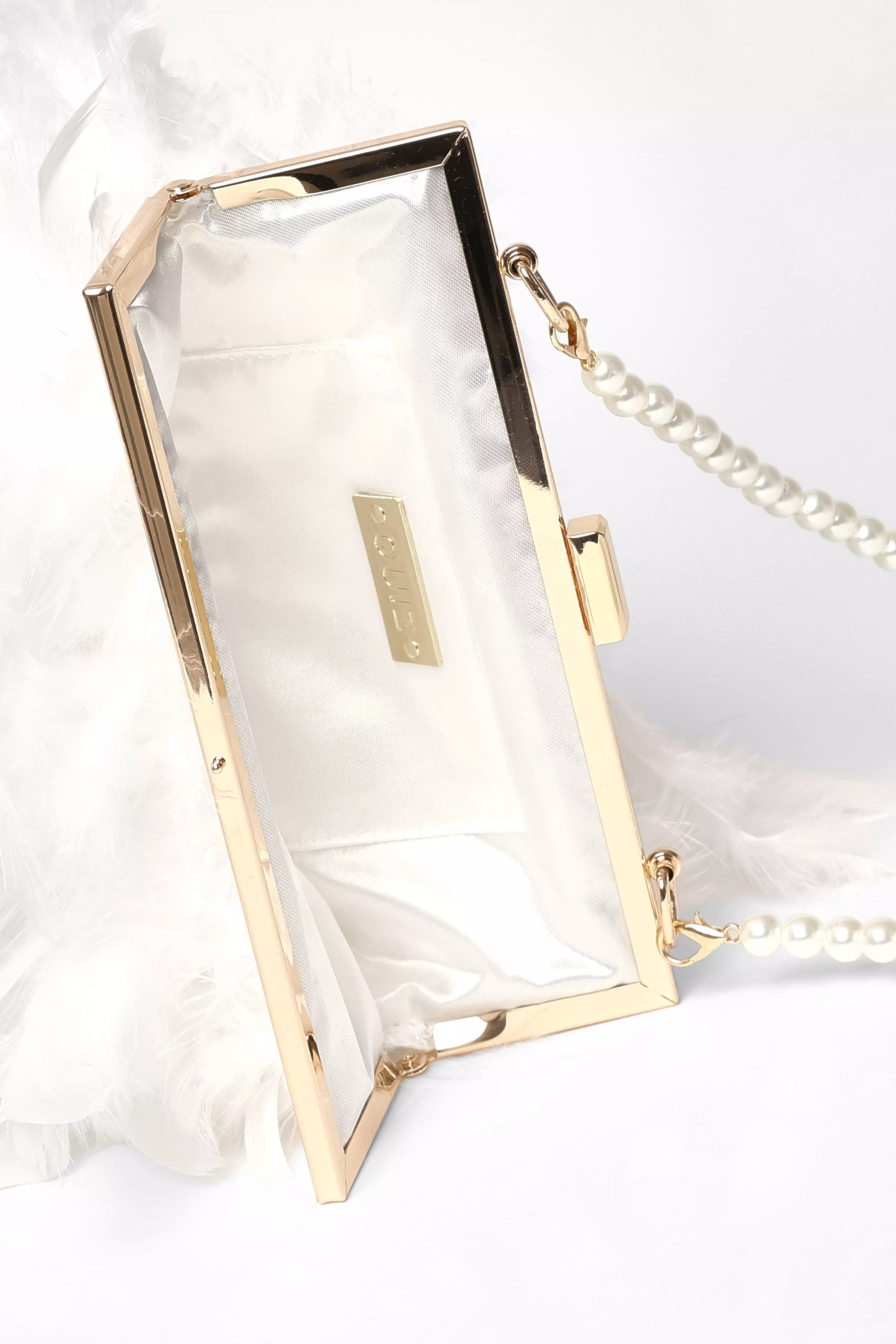 White Feather Clutch Bag