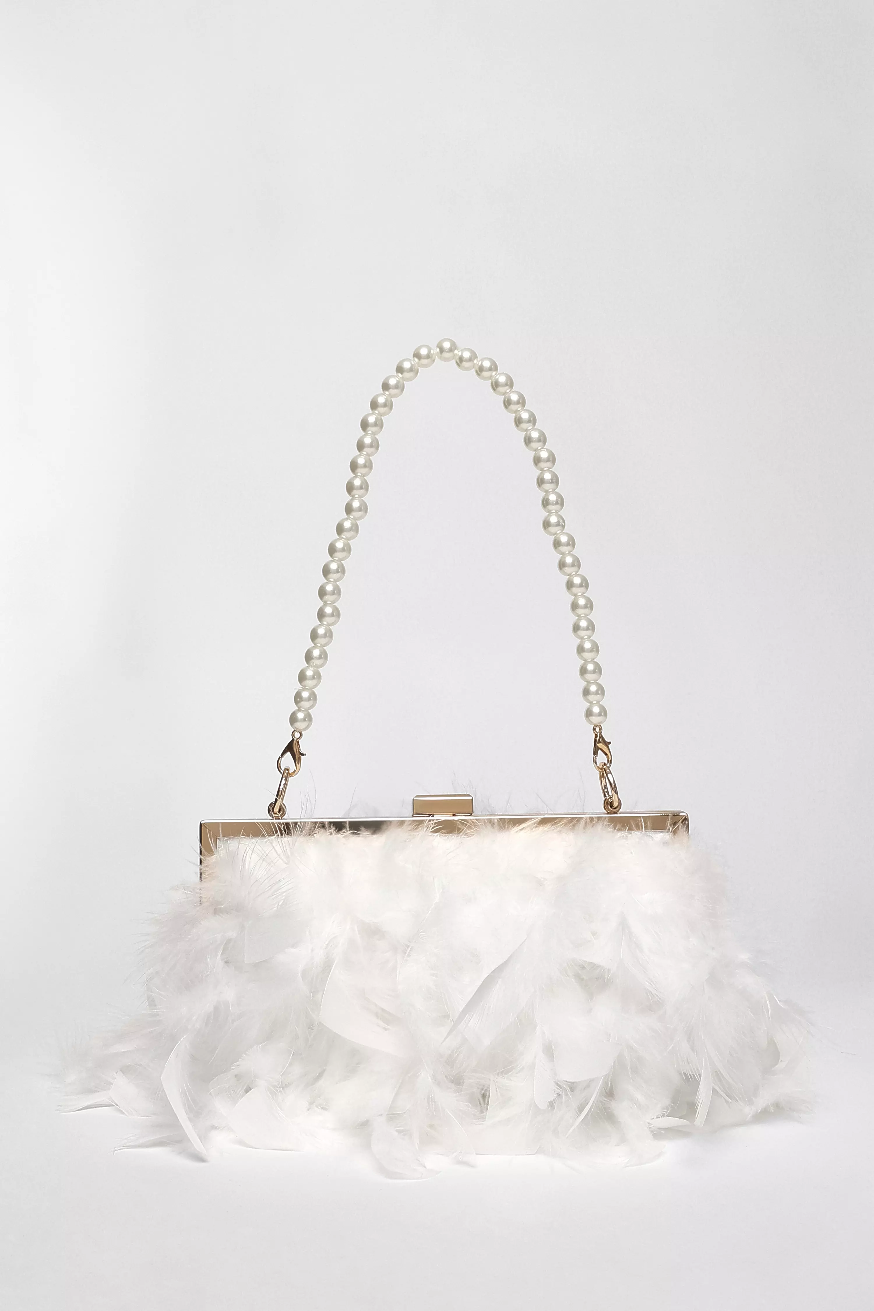 White Feather Clutch Bag
