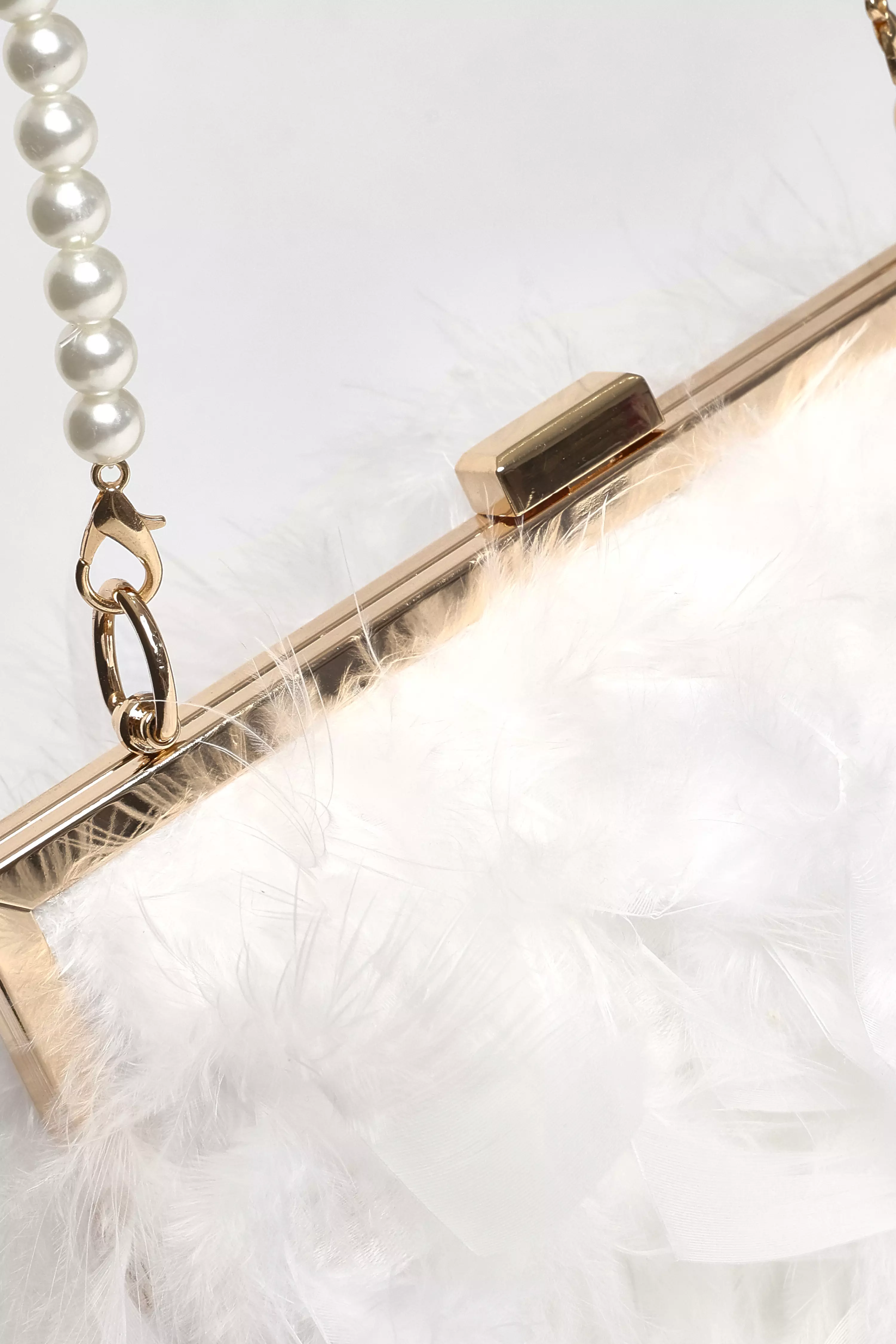White Feather Clutch Bag
